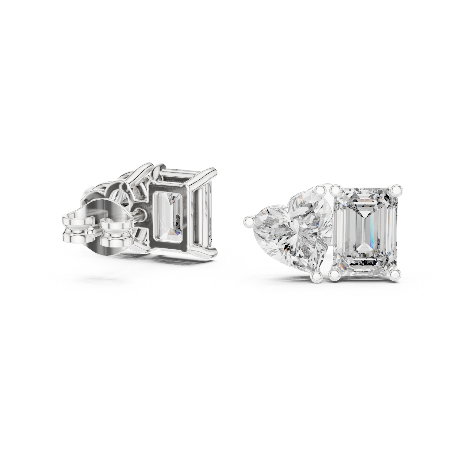 Esmée Pear Emerald Solitaire Stud Diamond Earrings