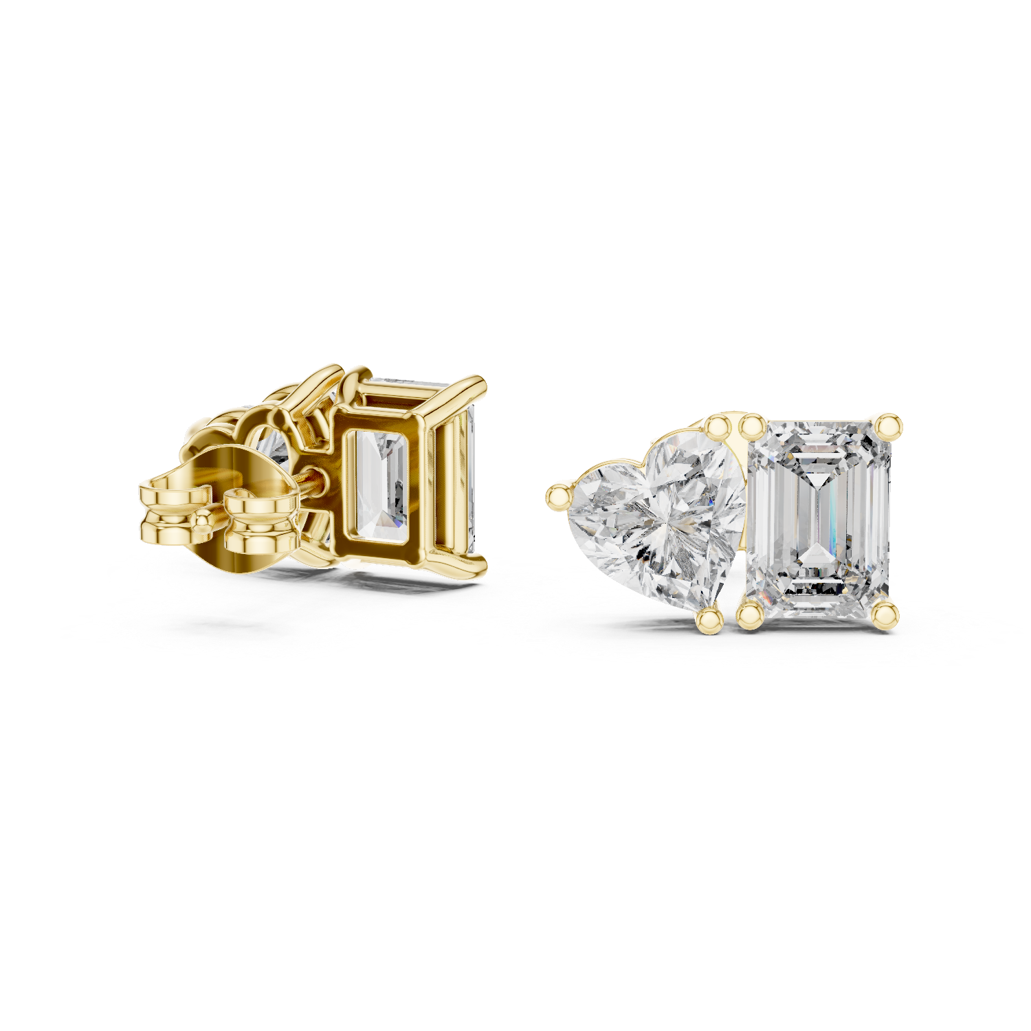 Esmée Pear Emerald Solitaire Stud Diamond Earrings