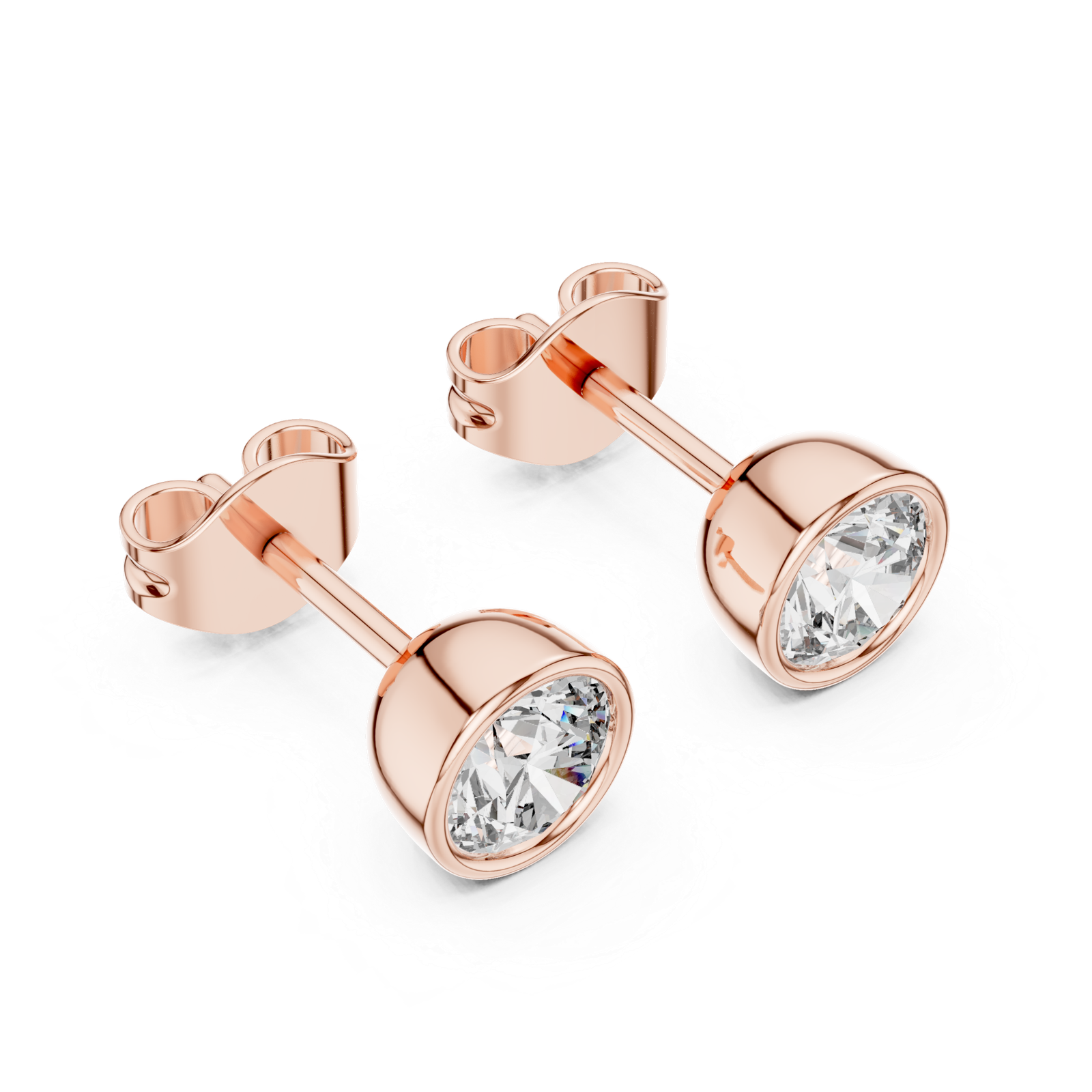Lucia Round Bezel Diamond Stud Earrings