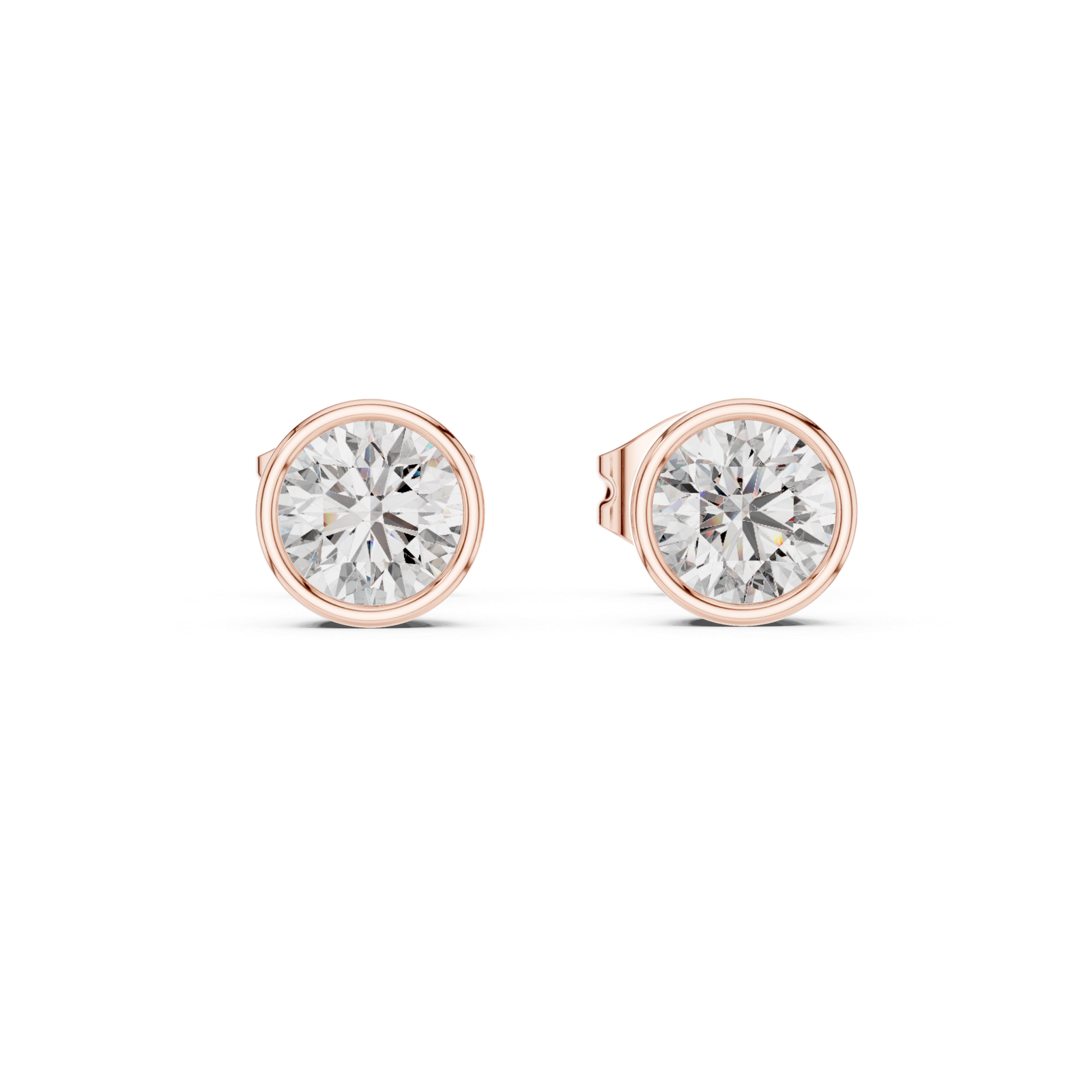 Lucia Round Bezel Diamond Stud Earrings