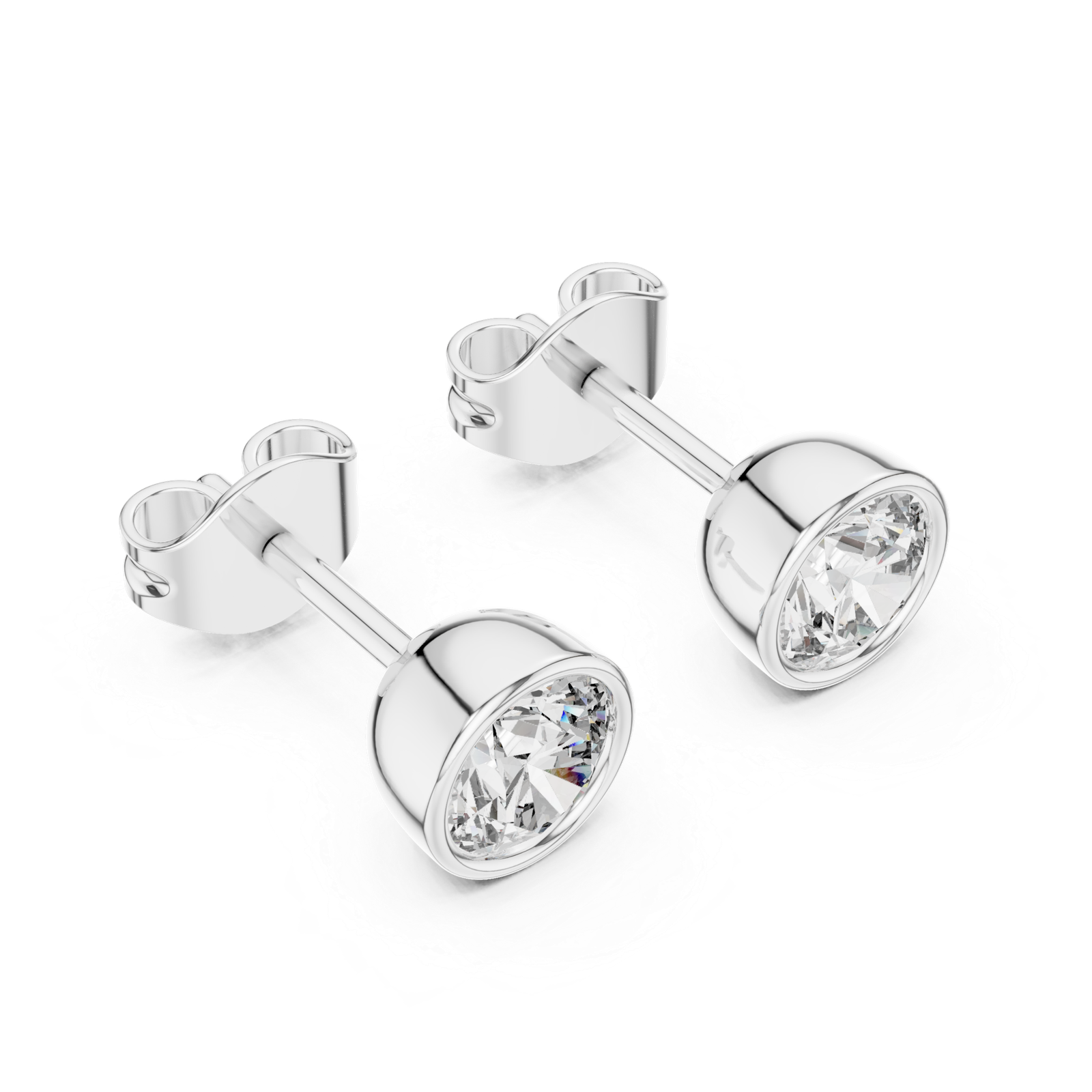 Lucia Round Bezel Diamond Stud Earrings