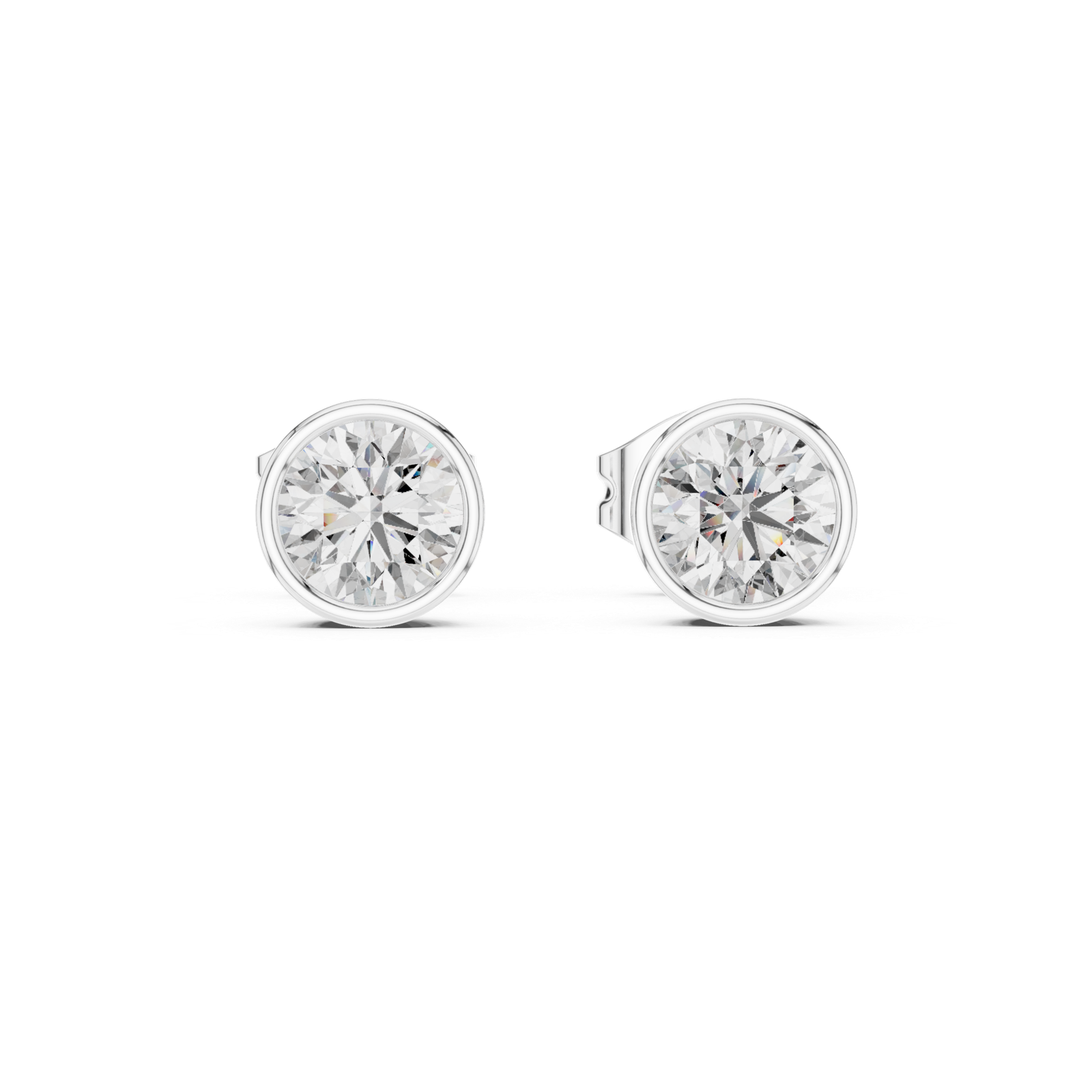 Lucia Round Bezel Diamond Stud Earrings