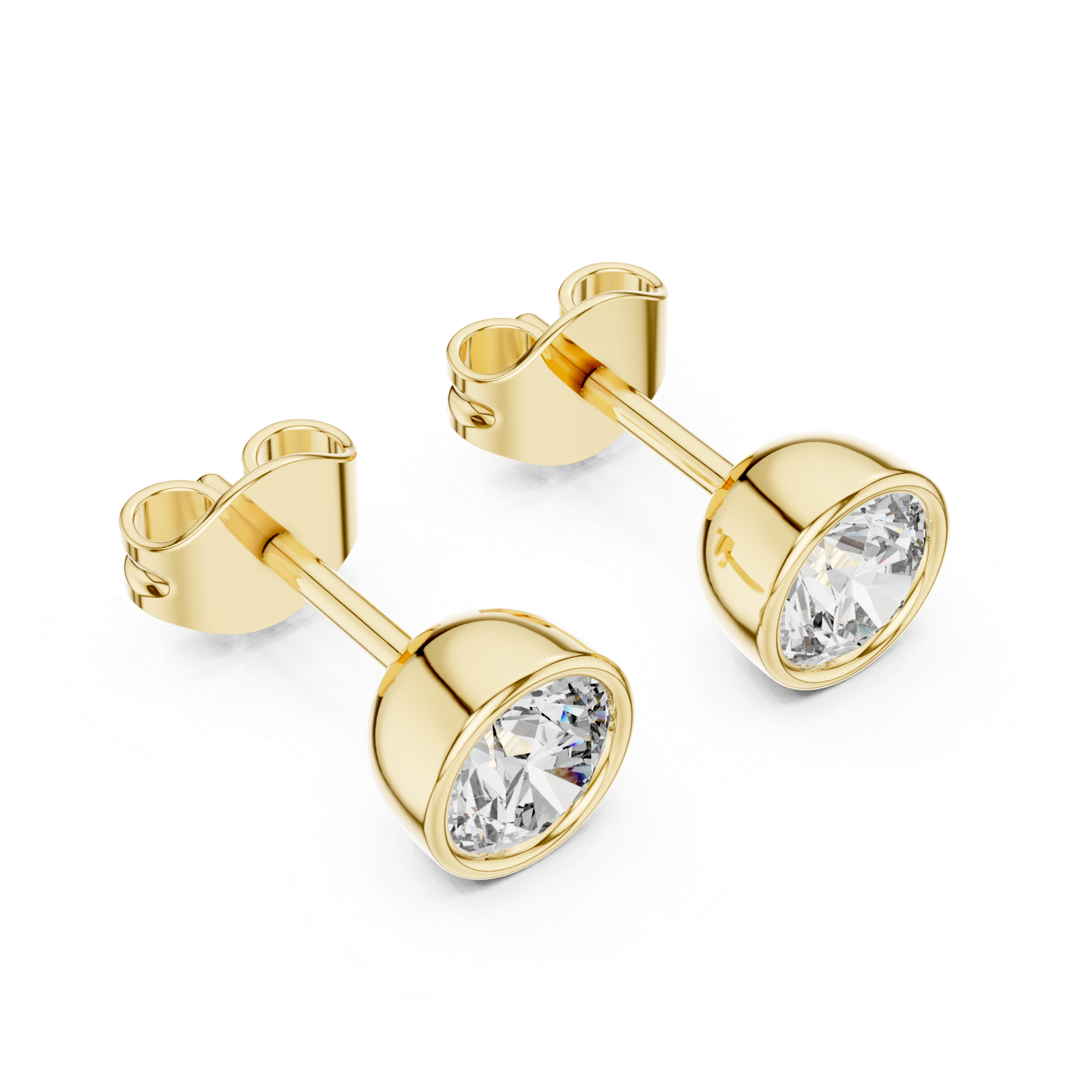 Lucia Round Bezel Diamond Stud Earrings