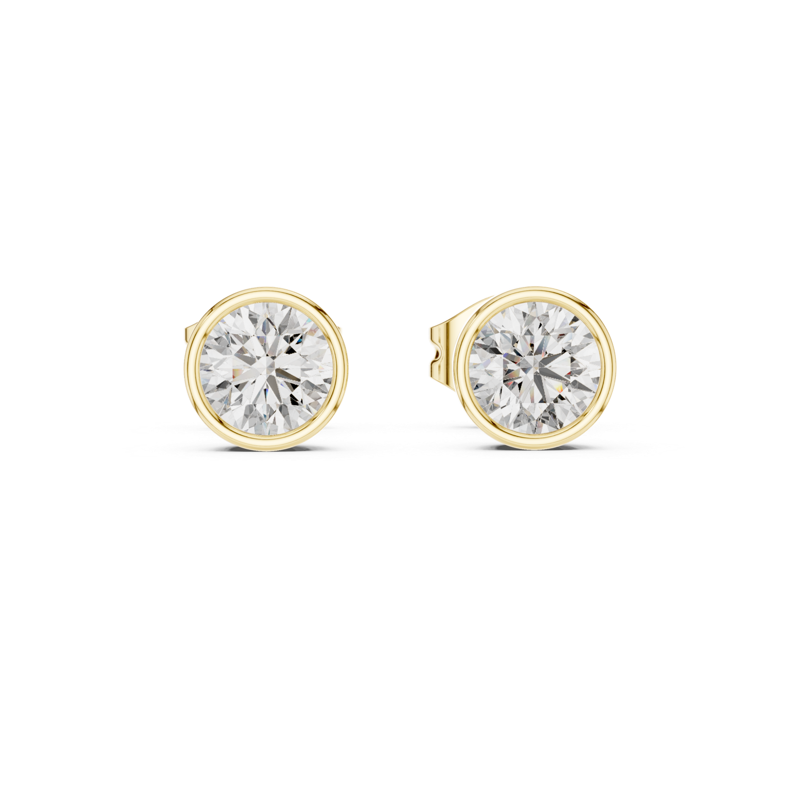 Lucia Round Bezel Diamond Stud Earrings