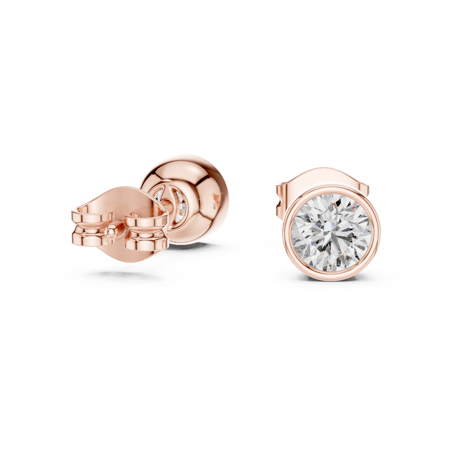 Lucia Round Bezel Diamond Stud Earrings