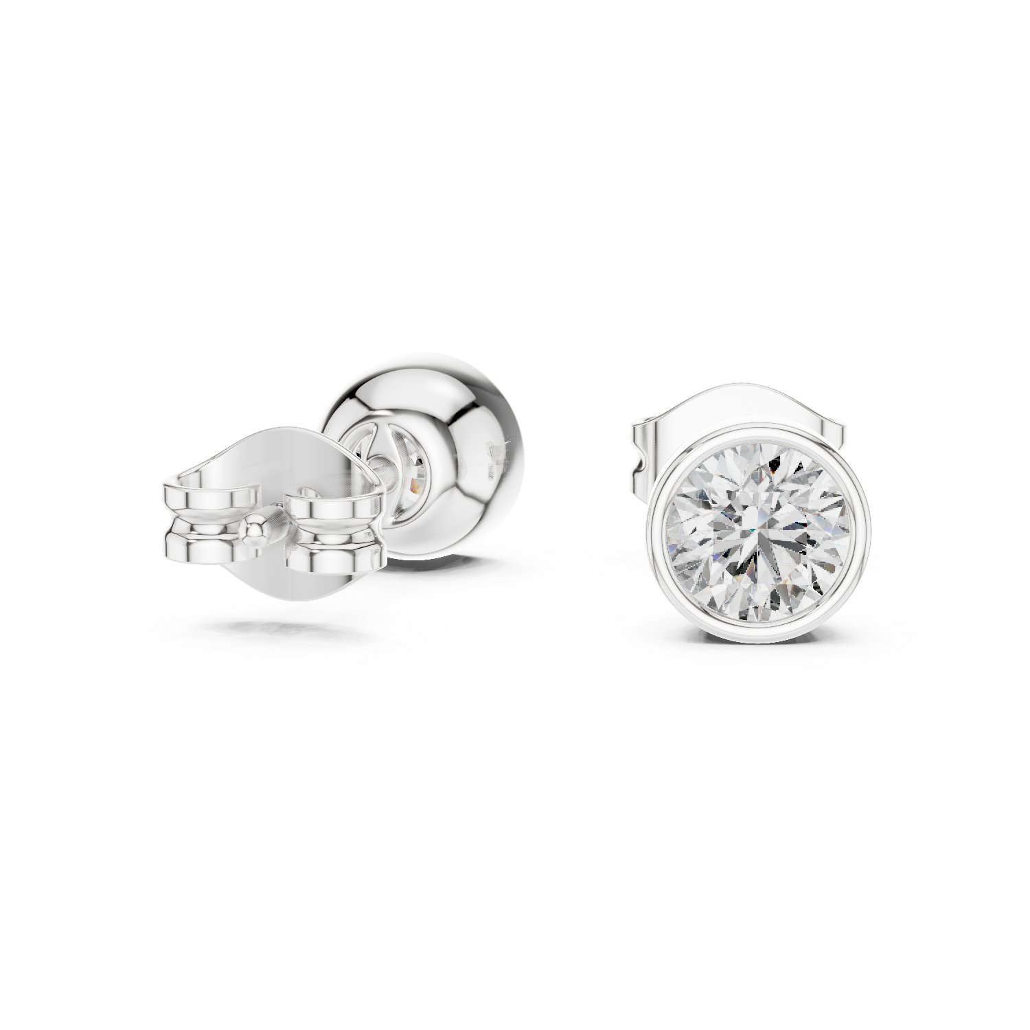 Lucia Round Bezel Diamond Stud Earrings
