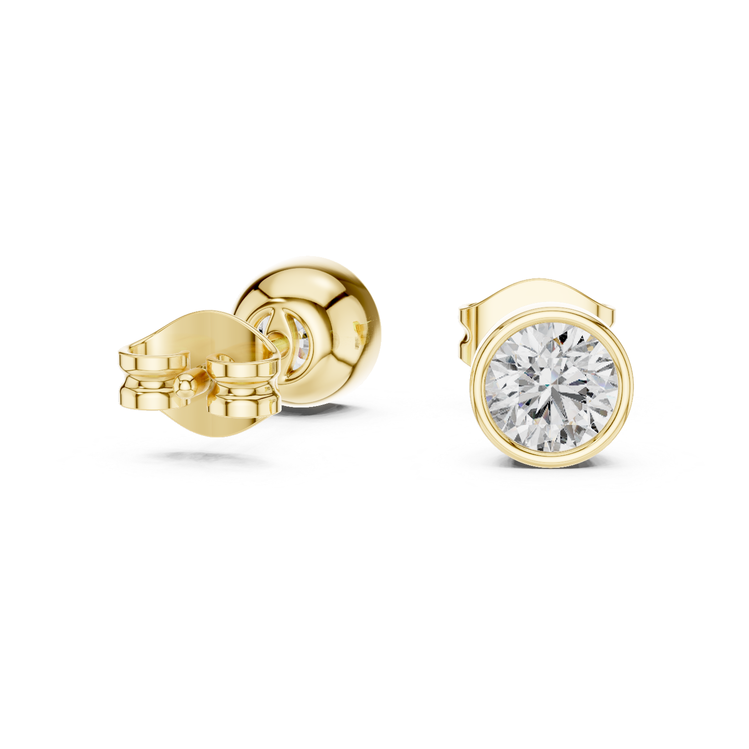 Lucia Round Bezel Diamond Stud Earrings