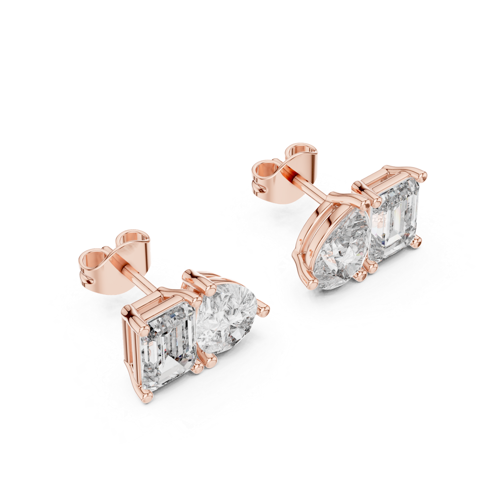 Bianca Emerald Pear Diamond Stud Earrings