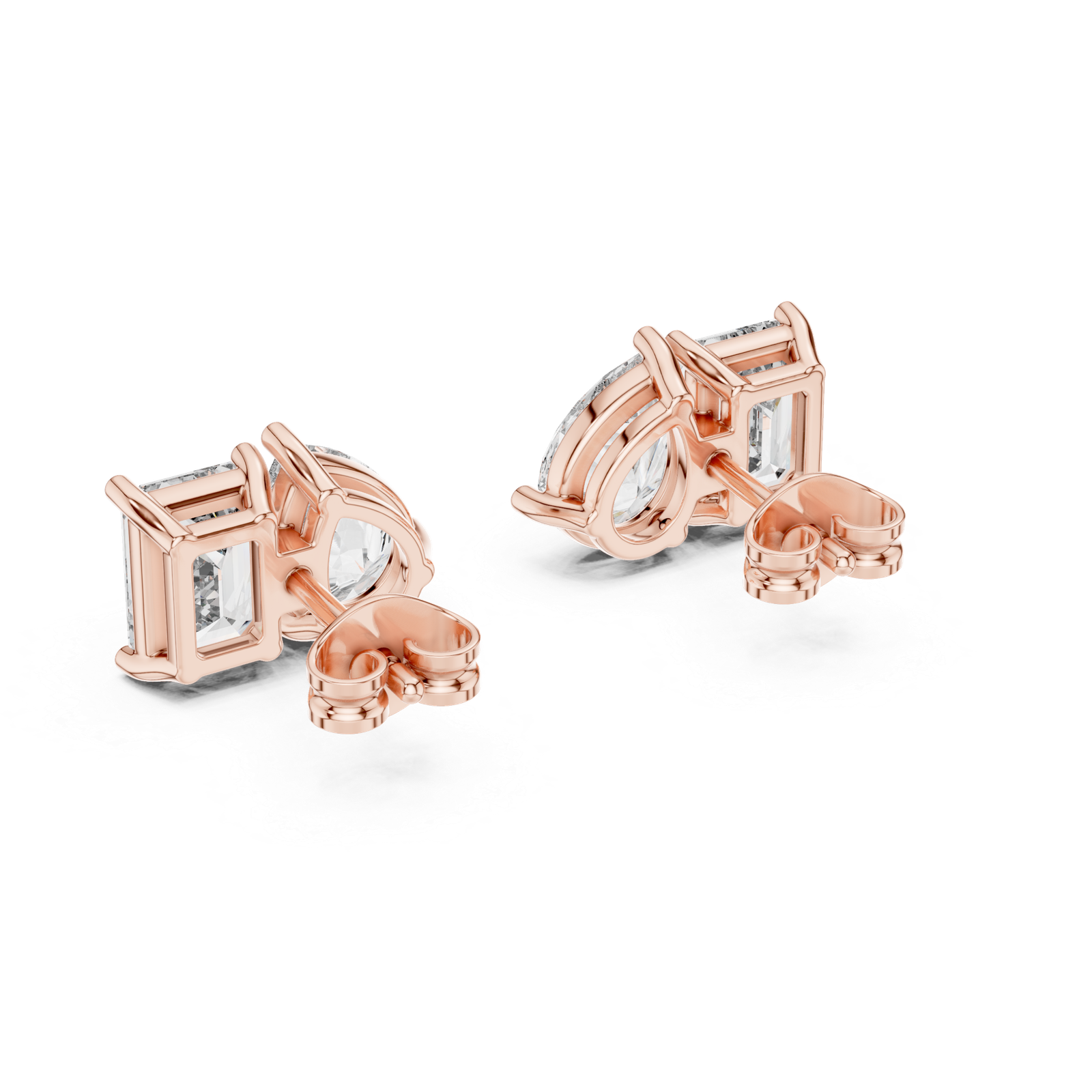 Bianca Emerald Pear Diamond Stud Earrings