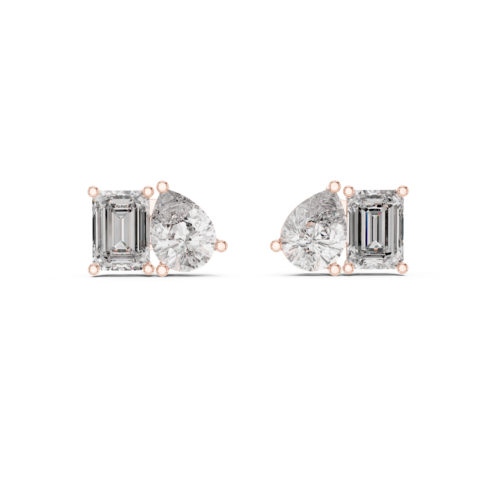 Bianca Emerald Pear Diamond Stud Earrings