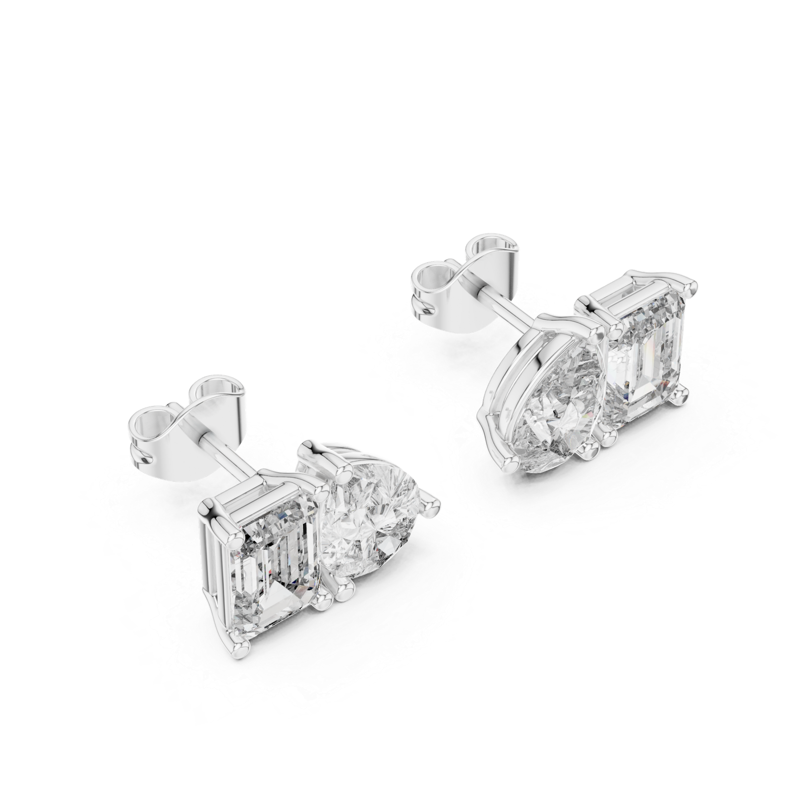 Bianca Emerald Pear Diamond Stud Earrings