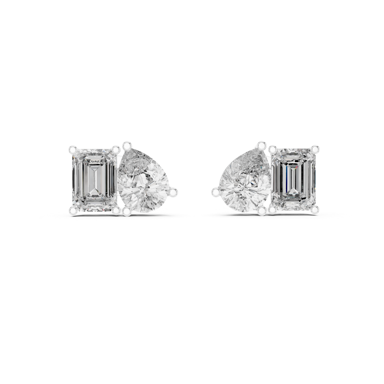 Bianca Emerald Pear Diamond Stud Earrings