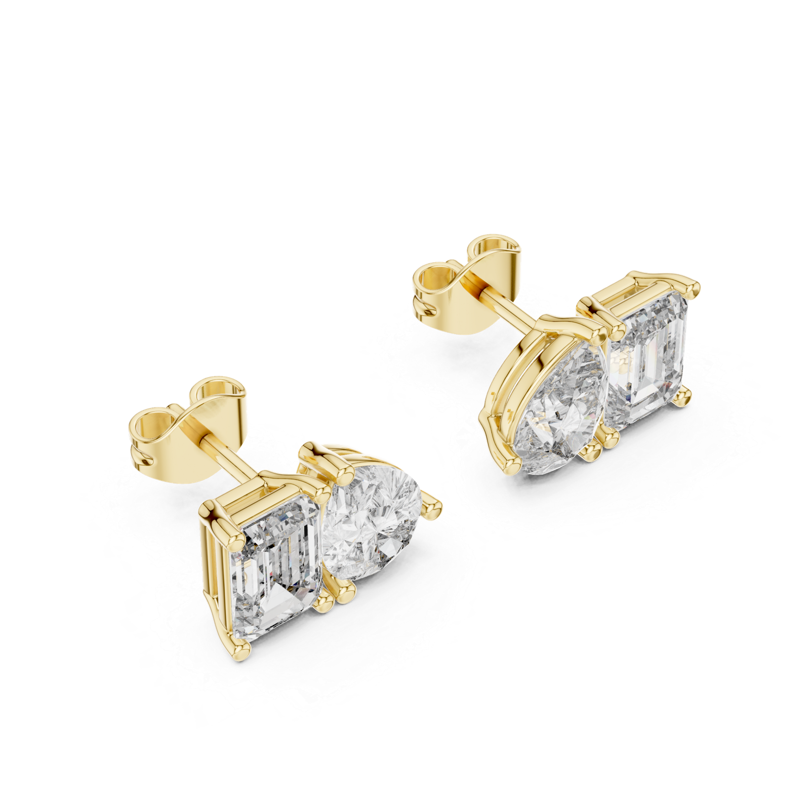 Bianca Emerald Pear Diamond Stud Earrings