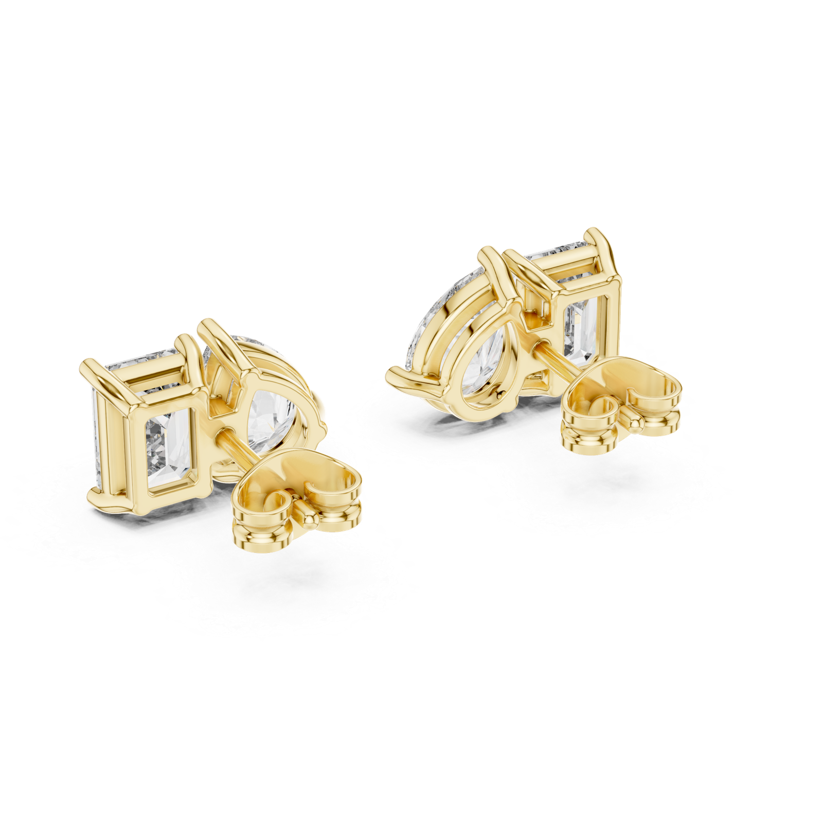 Bianca Emerald Pear Diamond Stud Earrings