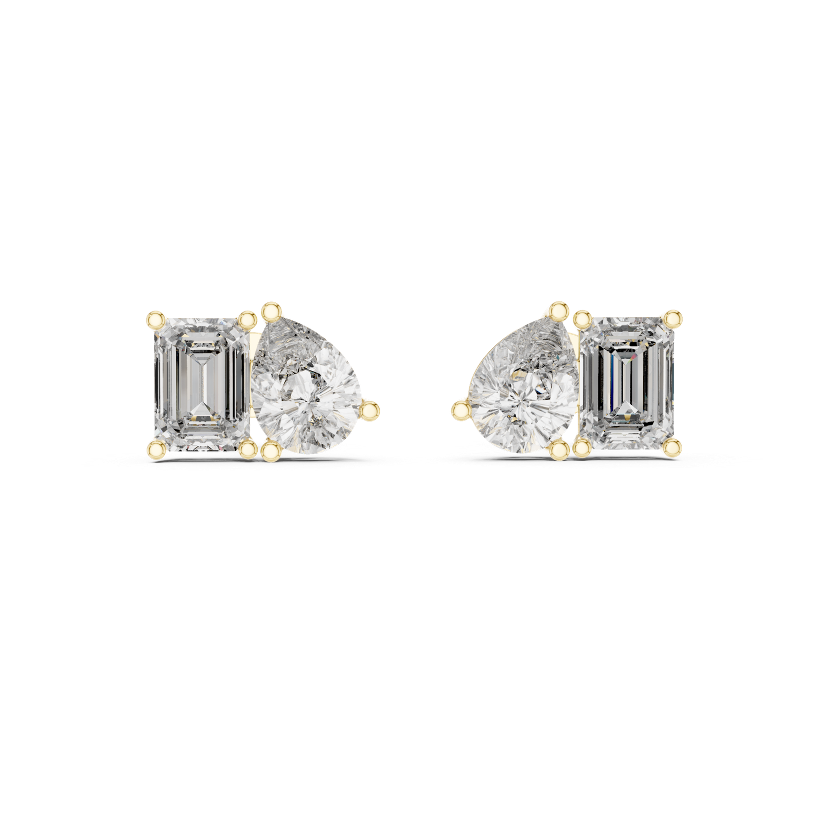 Bianca Emerald Pear Diamond Stud Earrings