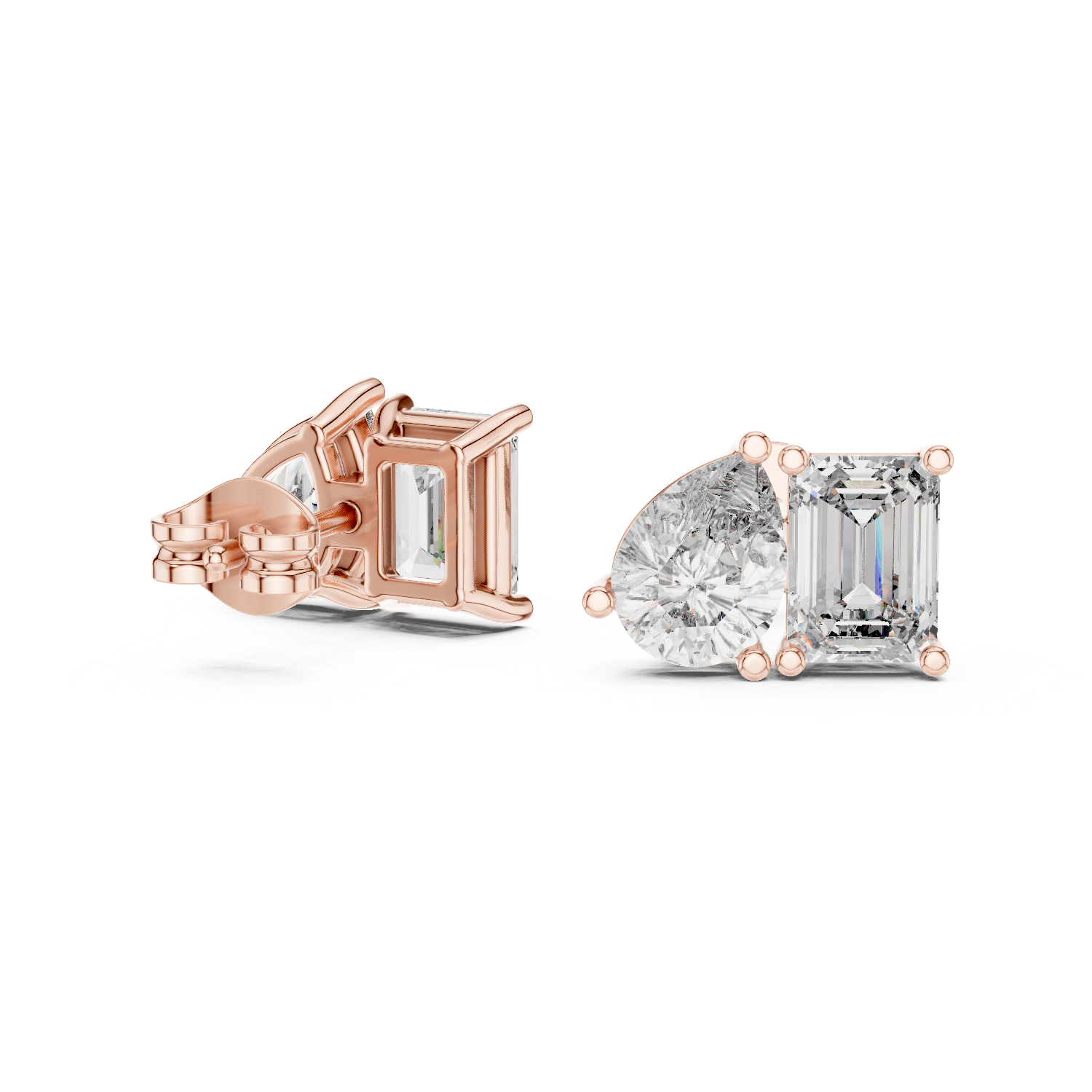 Bianca Emerald Pear Diamond Stud Earrings