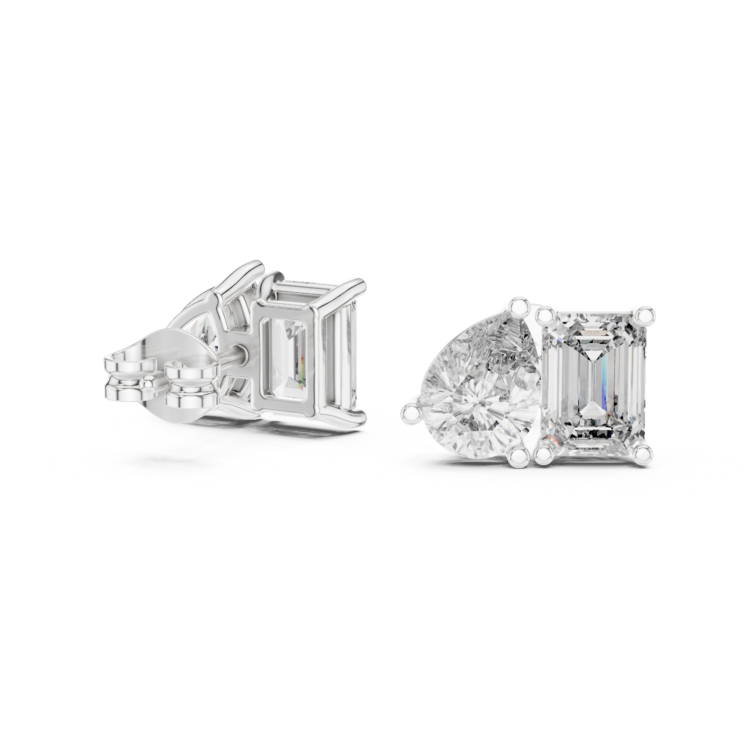 Bianca Emerald Pear Diamond Stud Earrings