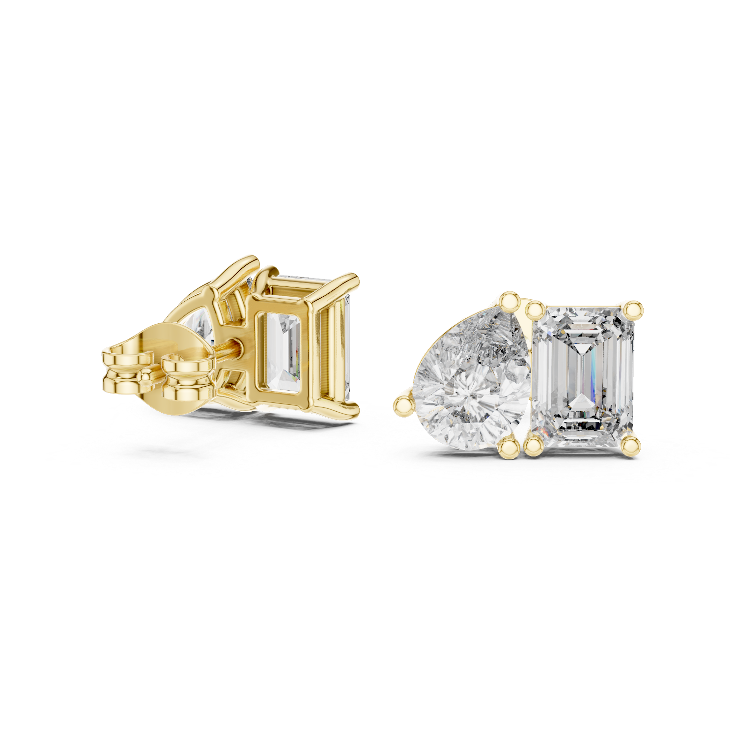 Bianca Emerald Pear Diamond Stud Earrings