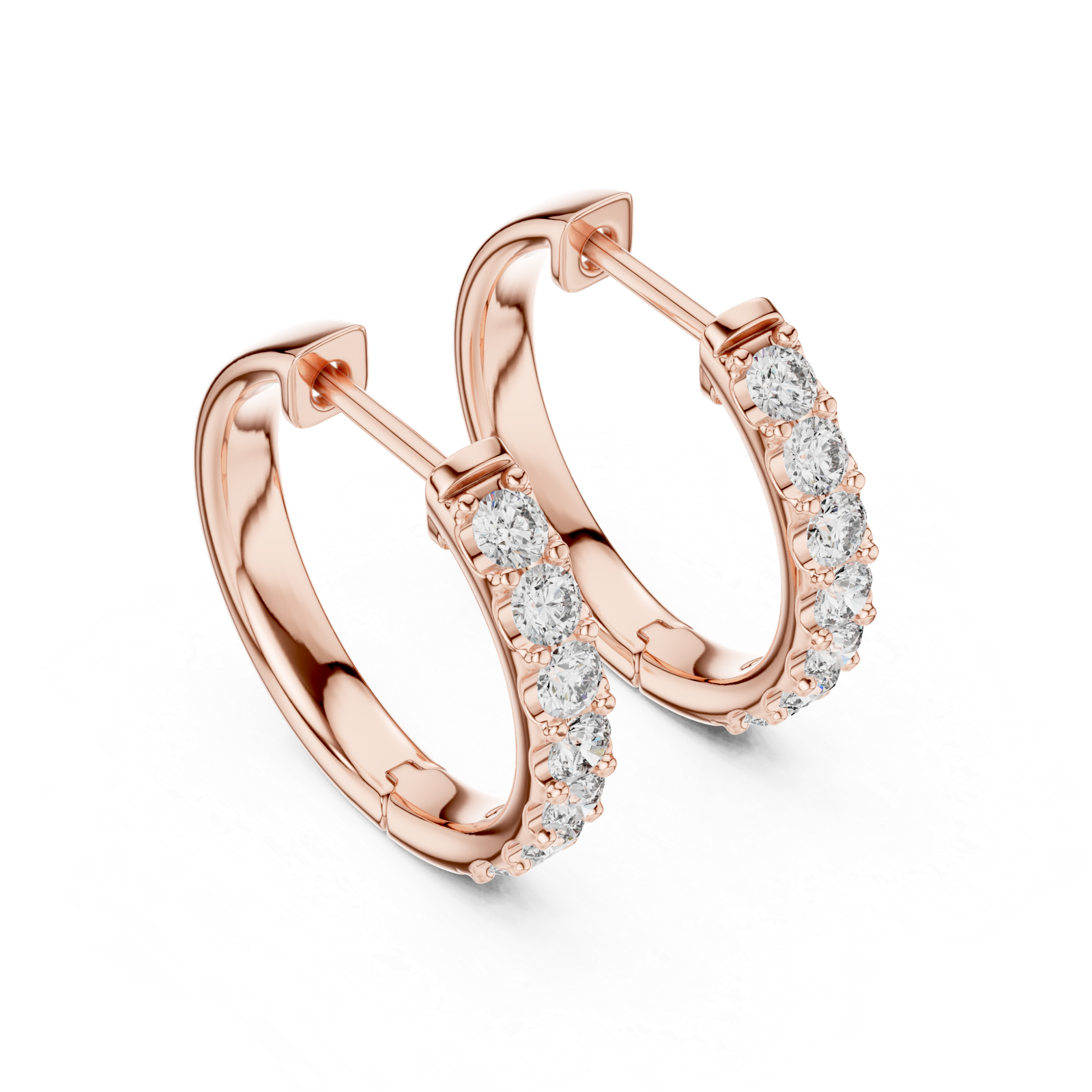 Aurette Petite Round Diamond Bali Hoops Diamond Earrings