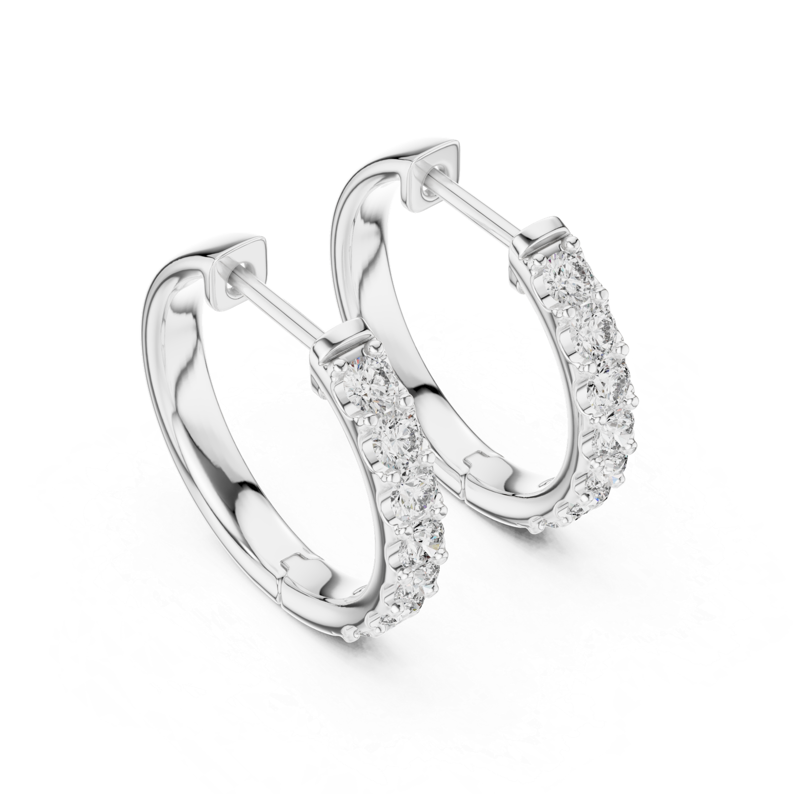 Aurette Petite Round Diamond Bali Hoops Diamond Earrings