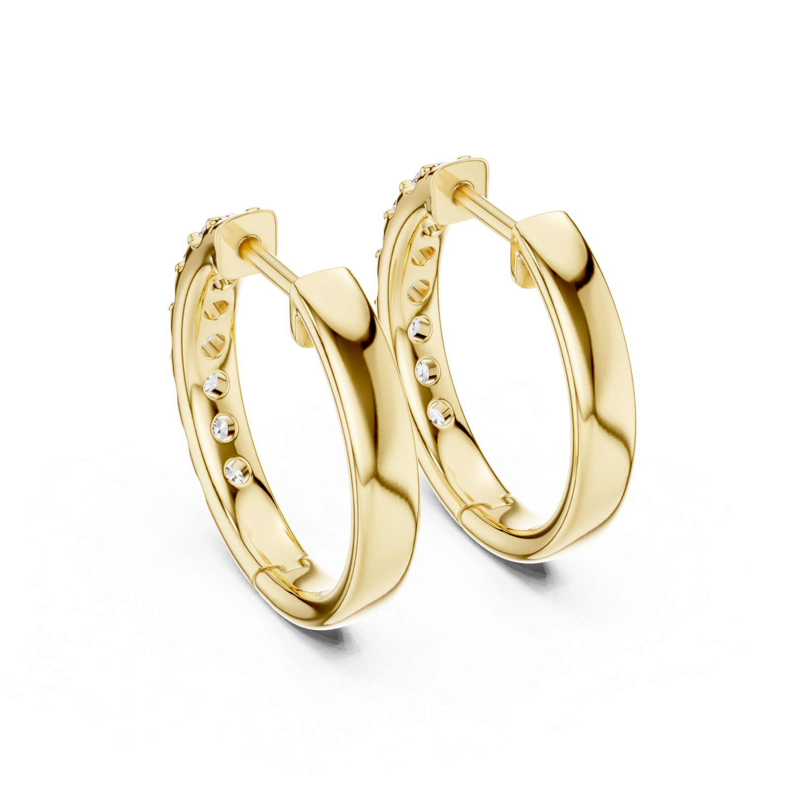 Aurette Petite Round Diamond Bali Hoops Diamond Earrings