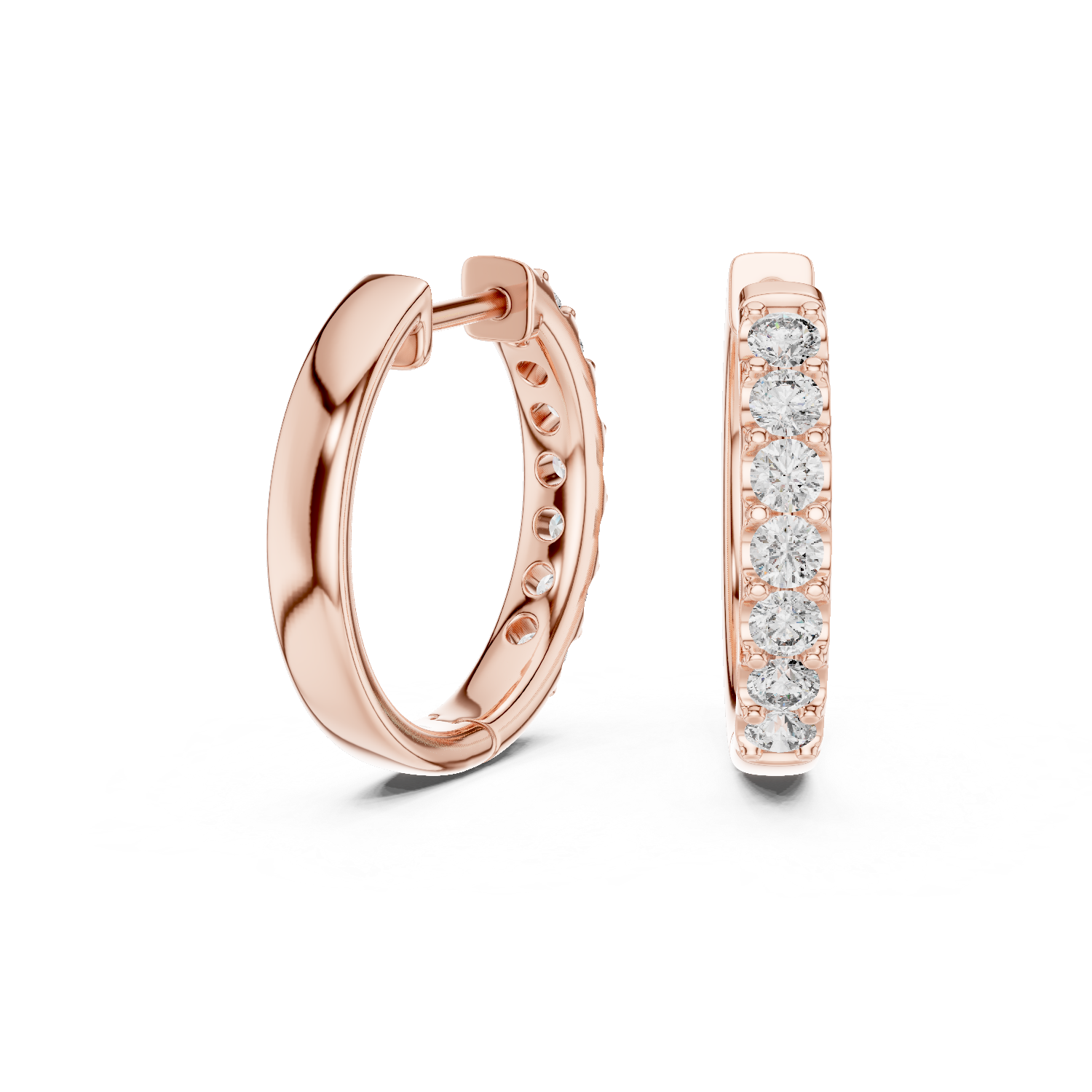 Aurette Petite Round Diamond Bali Hoops Diamond Earrings