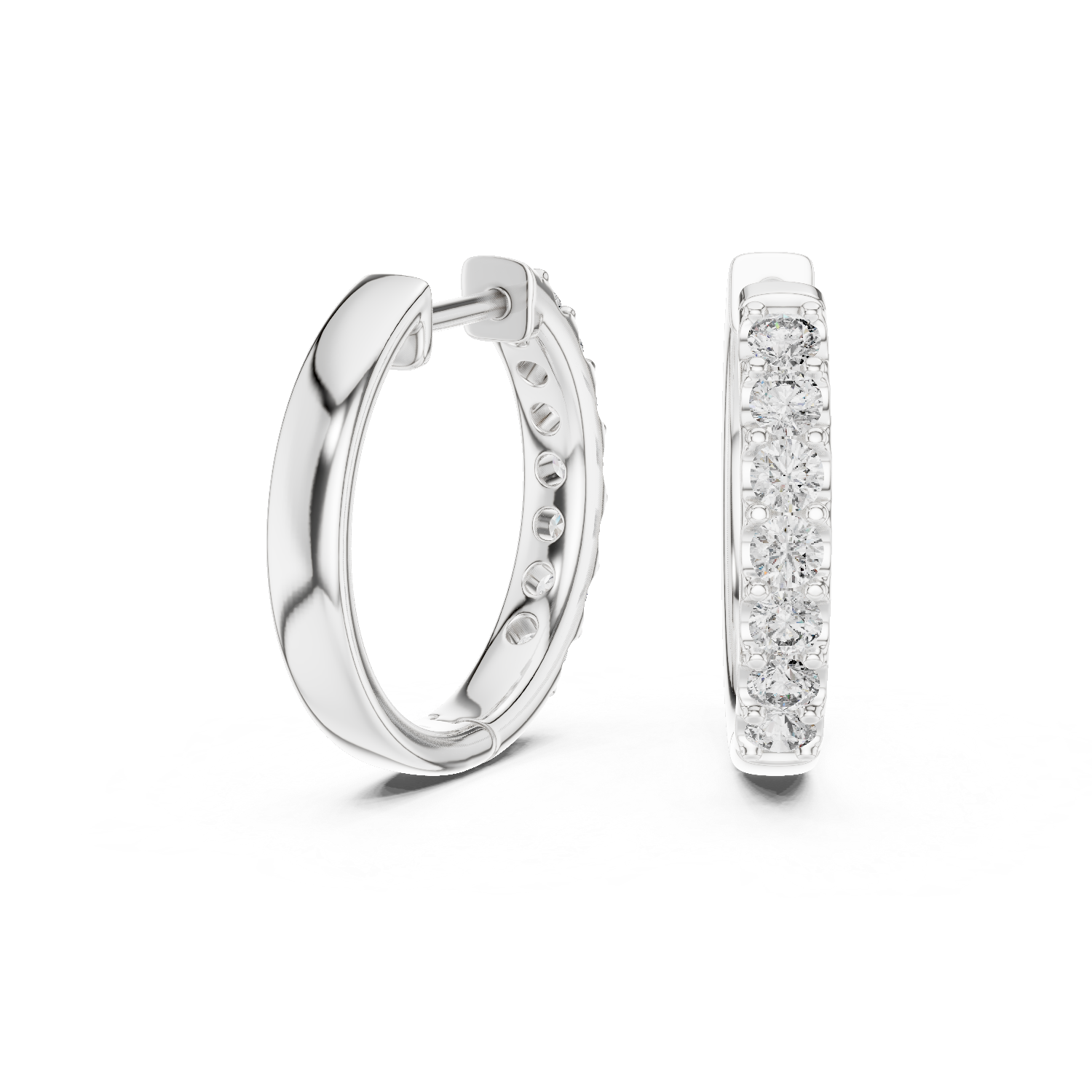 Aurette Petite Round Diamond Bali Hoops Diamond Earrings
