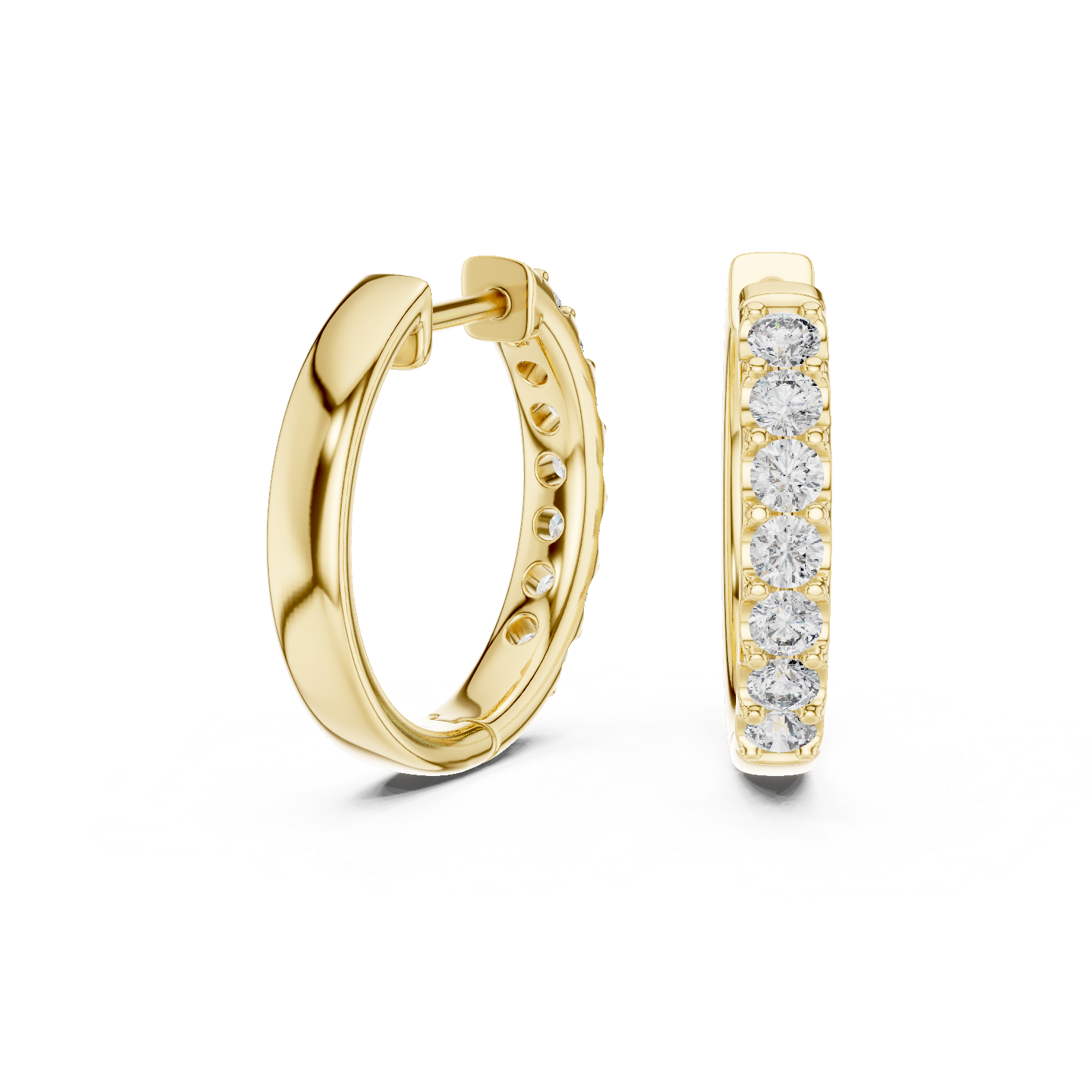 Aurette Petite Round Diamond Bali Hoops Diamond Earrings