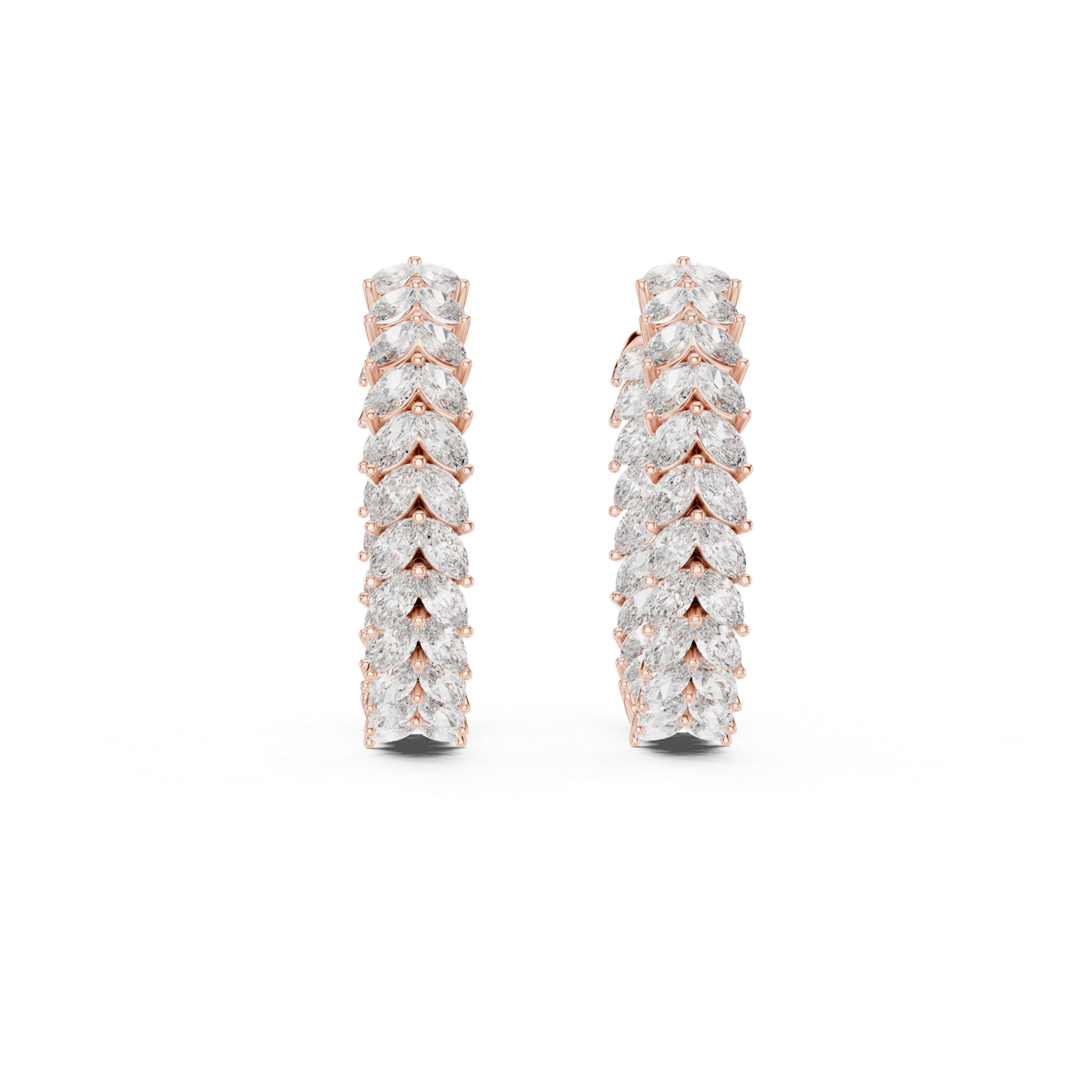 Mirelle Marquise Leaf Diamond Bali Hoops Diamond Earrings