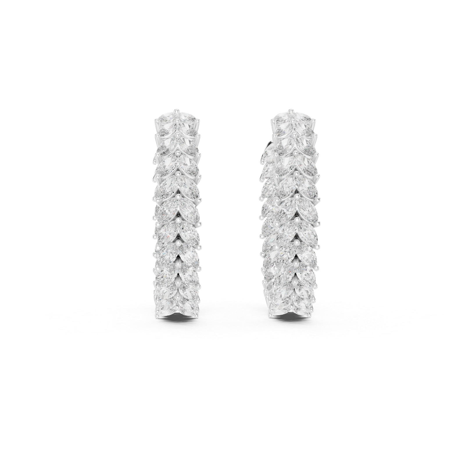 Mirelle Marquise Leaf Diamond Bali Hoops Diamond Earrings