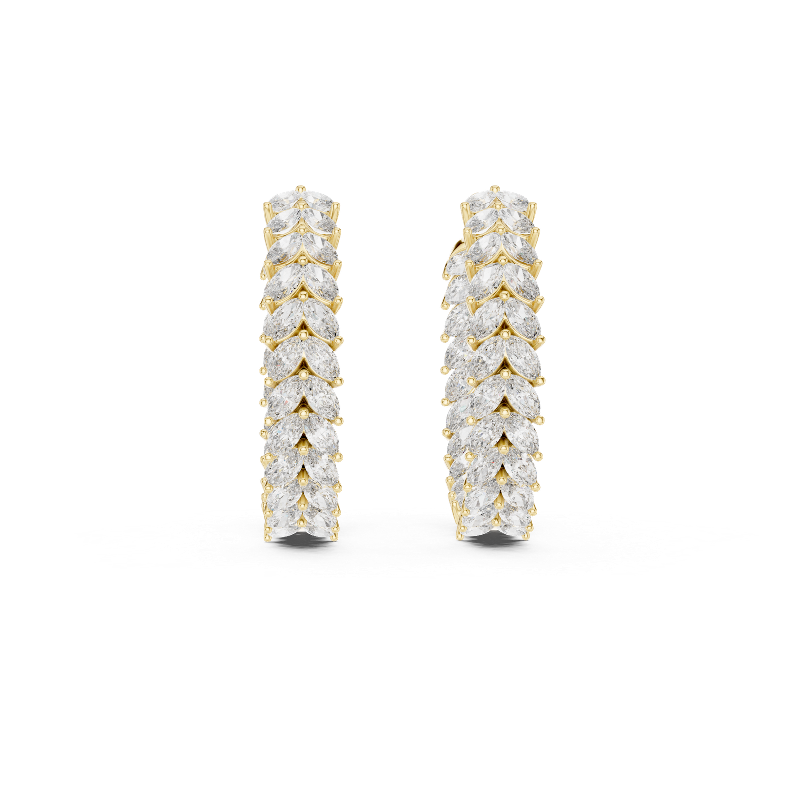 Mirelle Marquise Leaf Diamond Bali Hoops Diamond Earrings