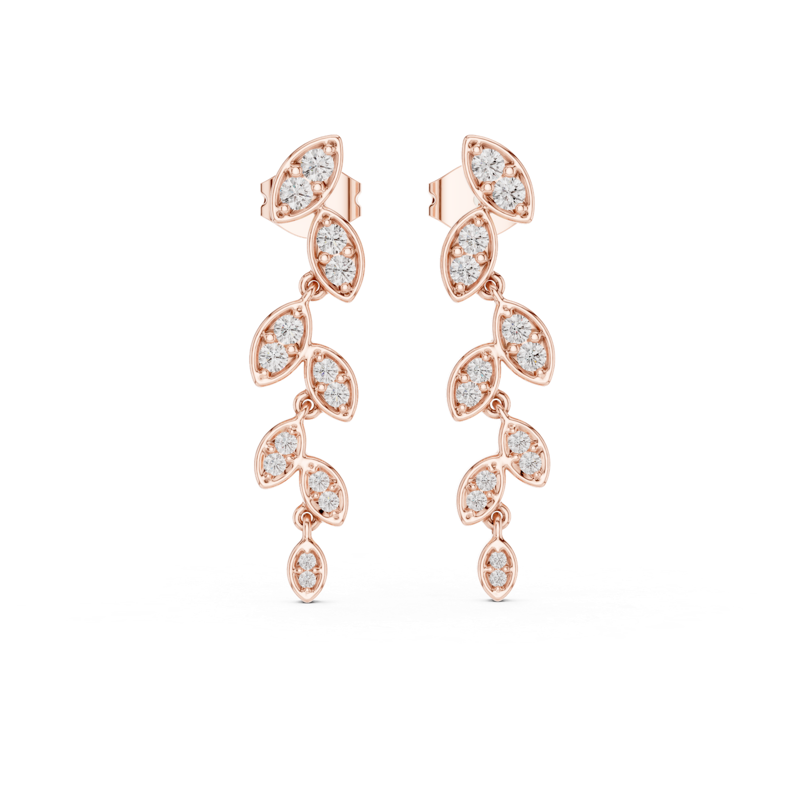 Romance Graduated Pave Diamond Bali Earrings