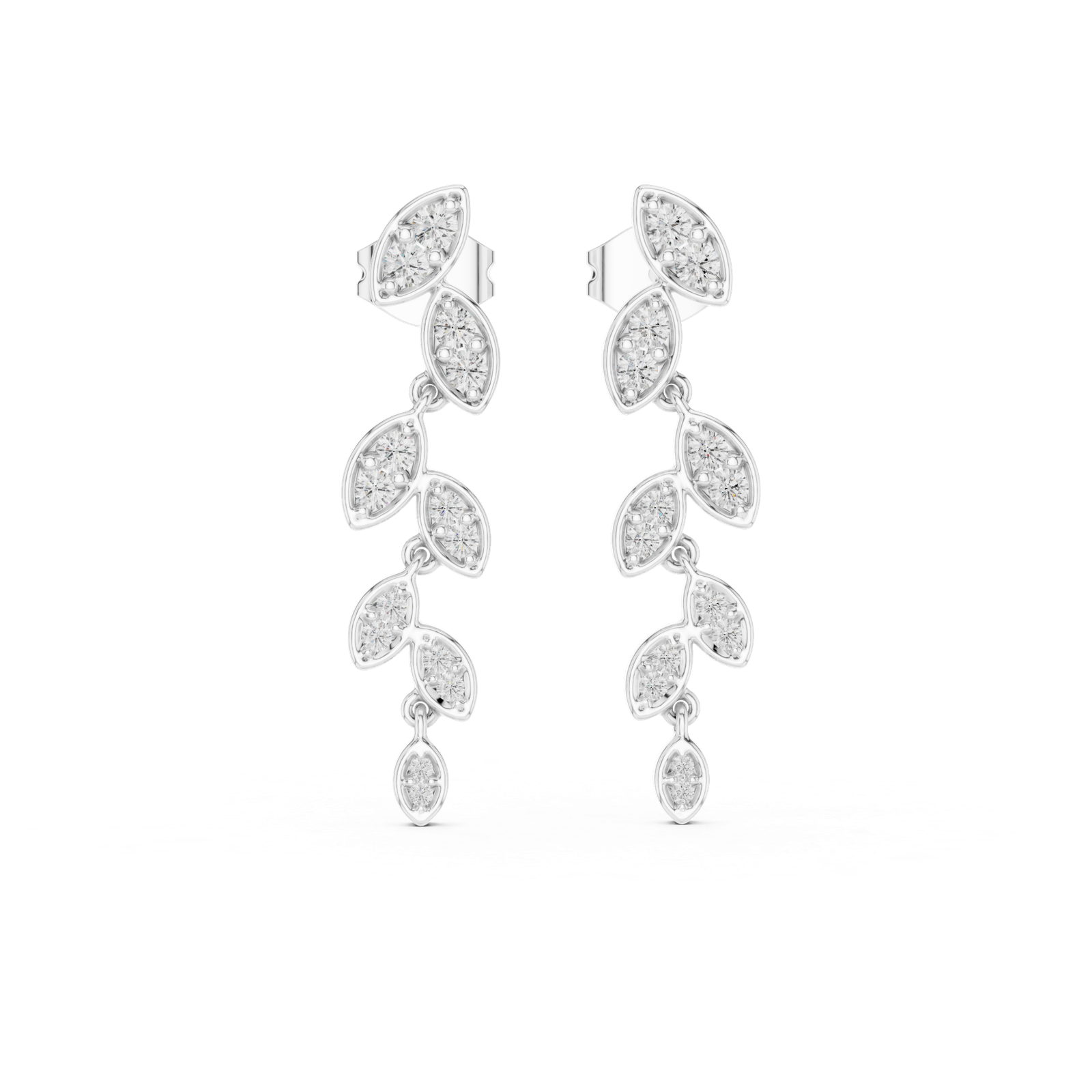 Romance Graduated Pave Diamond Bali Earrings