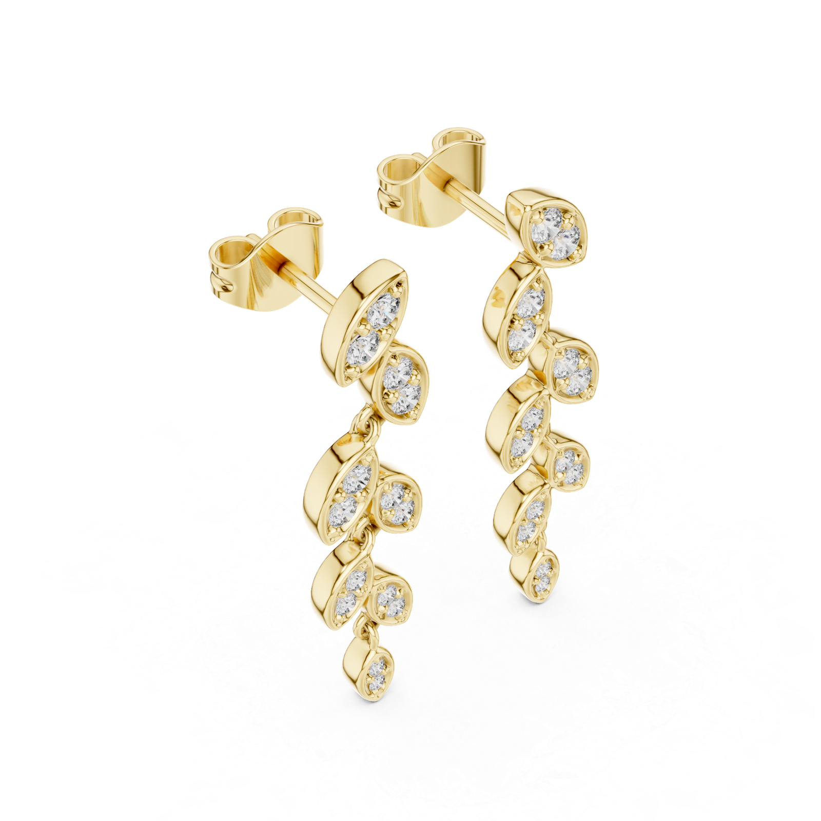 Romance Graduated Pave Diamond Bali Earrings