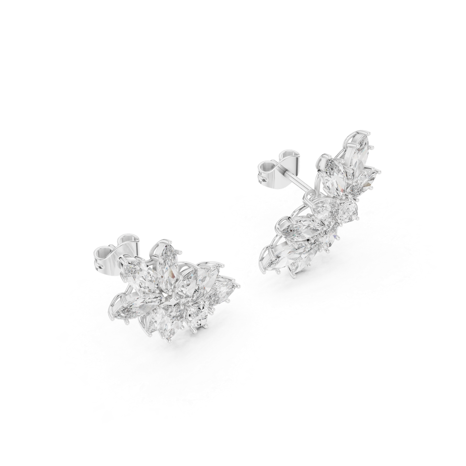 Giselle Marquise Leaf Diamond Cluster Earrings