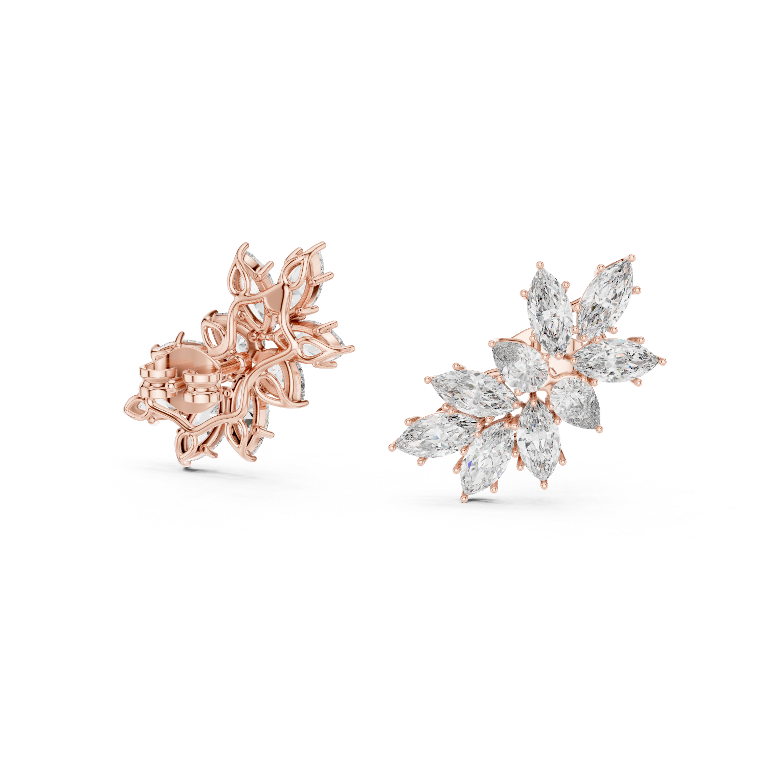 Giselle Marquise Leaf Diamond Cluster Earrings