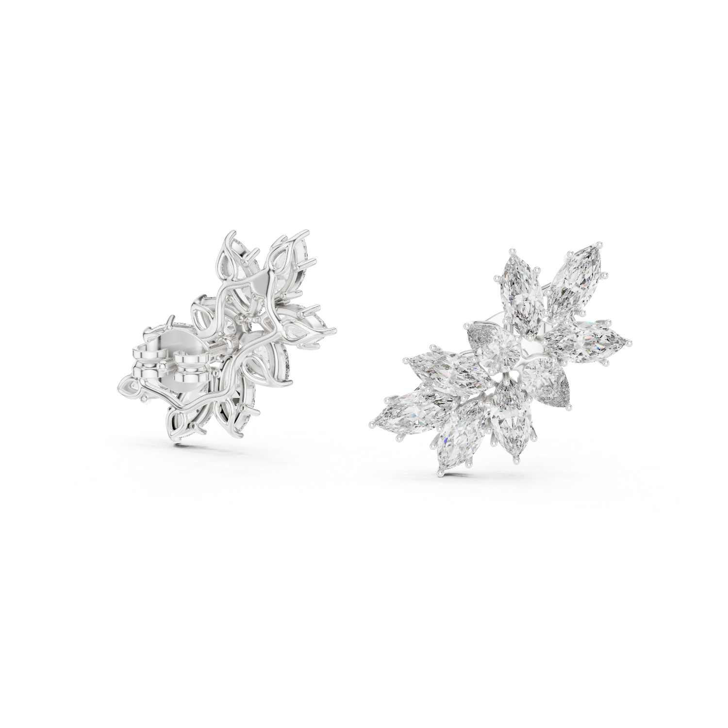 Giselle Marquise Leaf Diamond Cluster Earrings