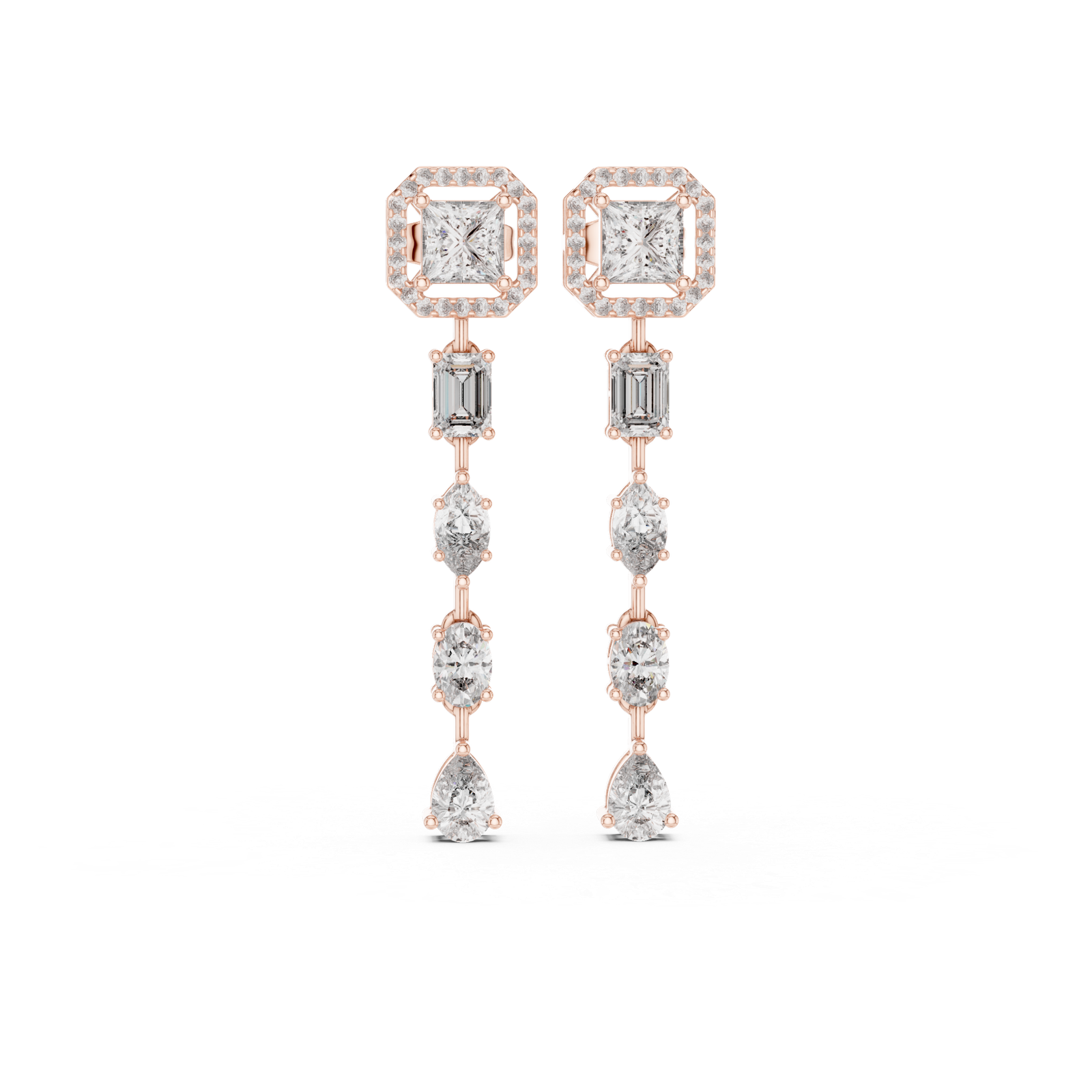 Orion Emerald Princess Diamond Drop Earrings