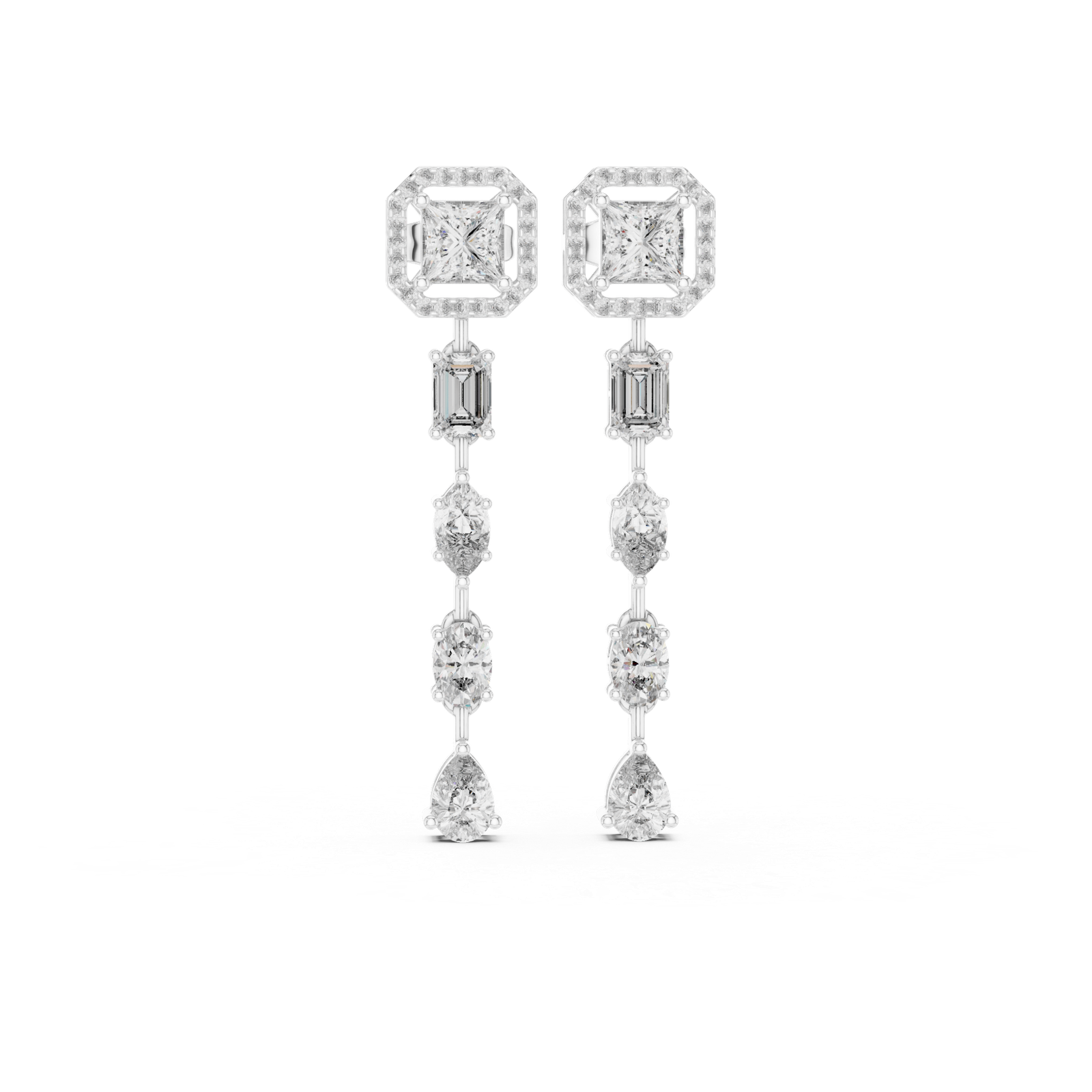 Orion Emerald Princess Diamond Drop Earrings