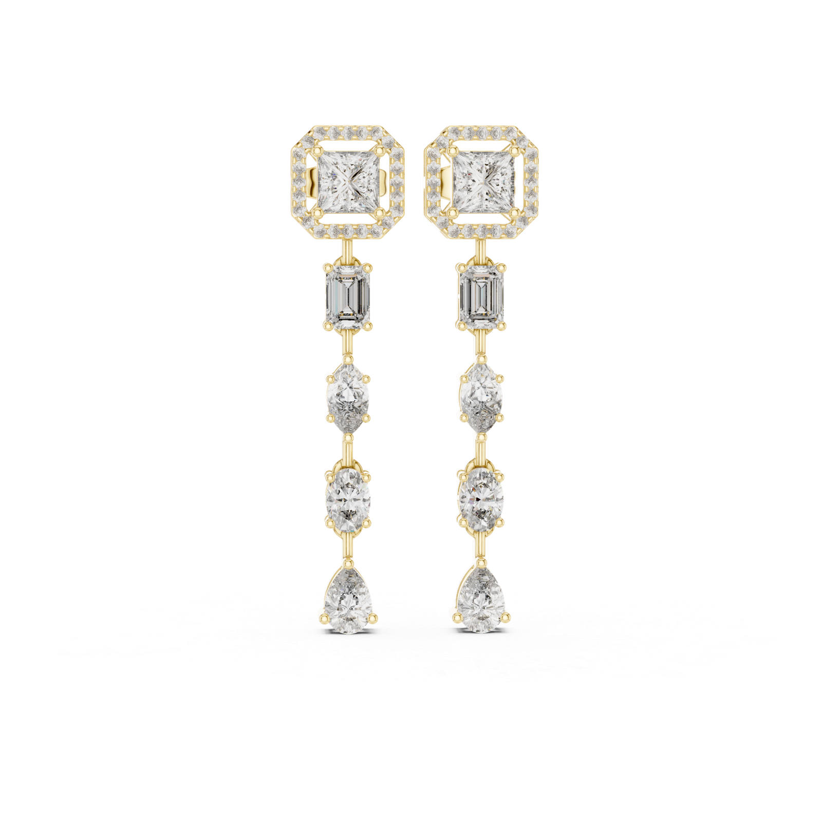 Orion Emerald Princess Diamond Drop Earrings