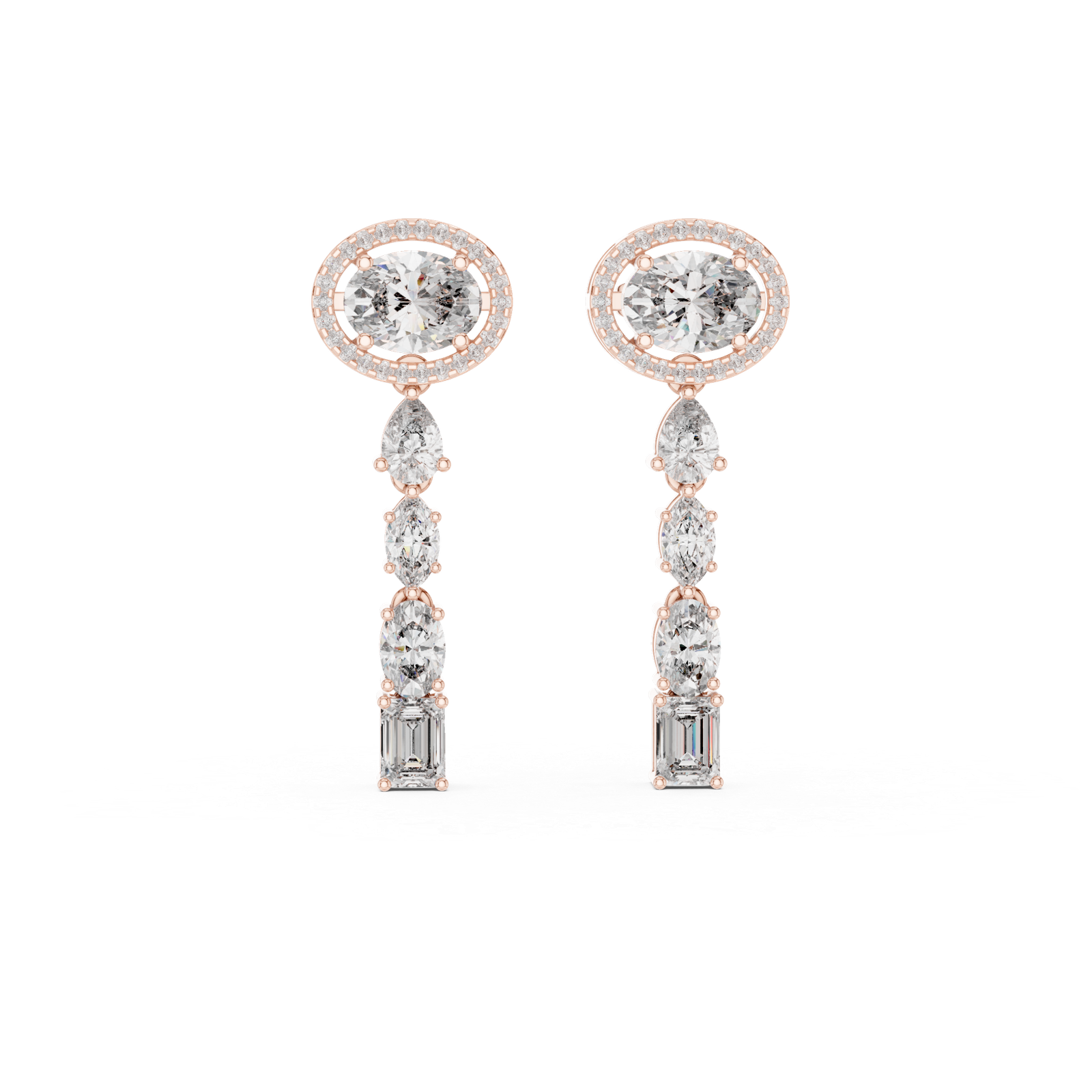 Camille Oval Emerald Diamond Drop Earrings