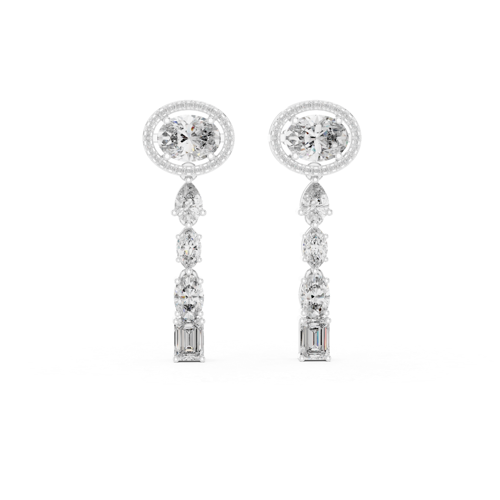 Camille Oval Emerald Diamond Drop Earrings