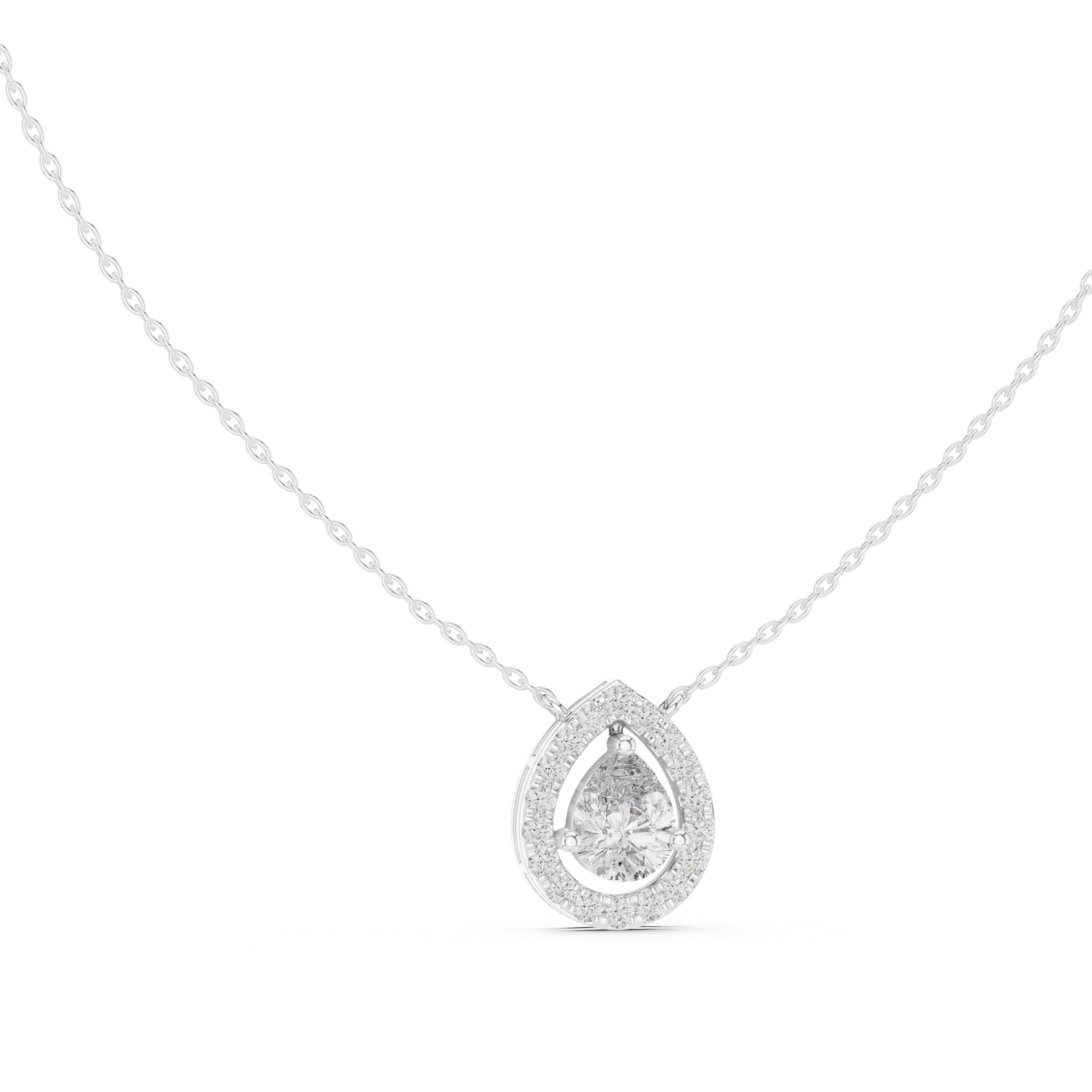Aveline Pear Halo Pendant