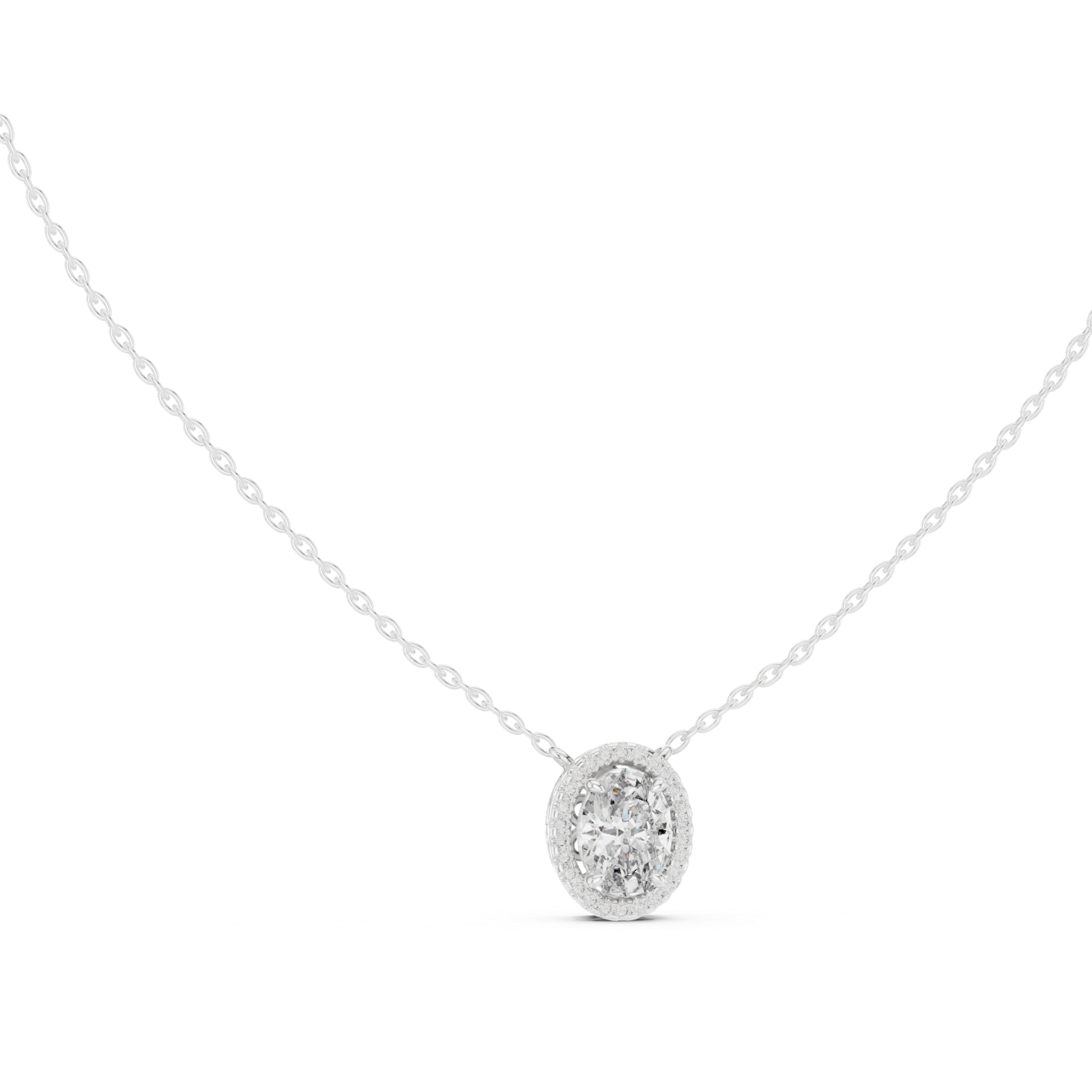 Evadne Oval Halo Slider Pendant