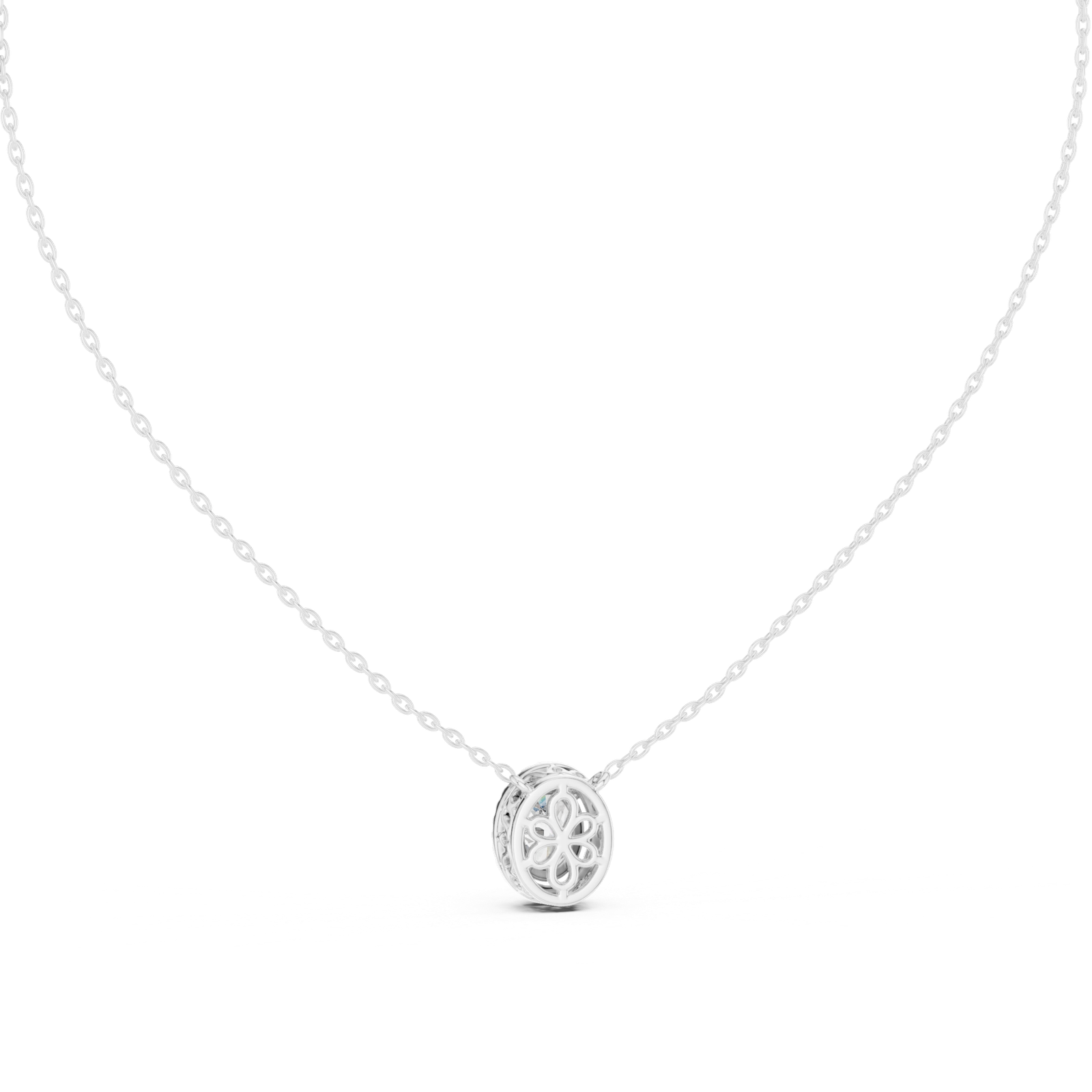 Evadne Oval Halo Slider Pendant