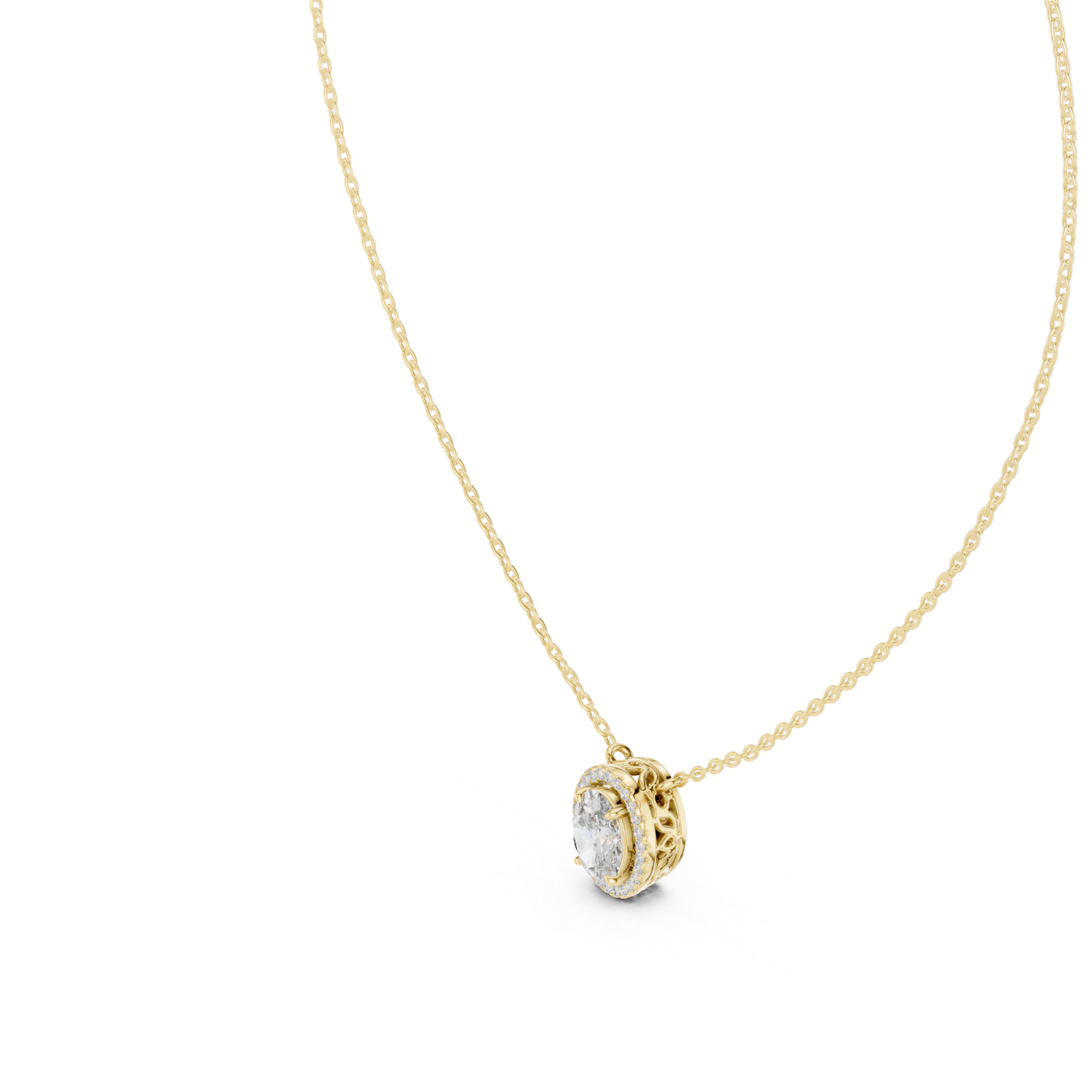 Evadne Oval Halo Slider Pendant