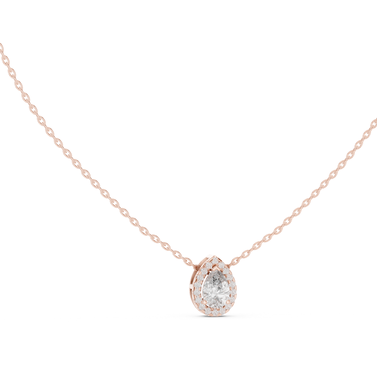 Saphira Pear Halo Pendant