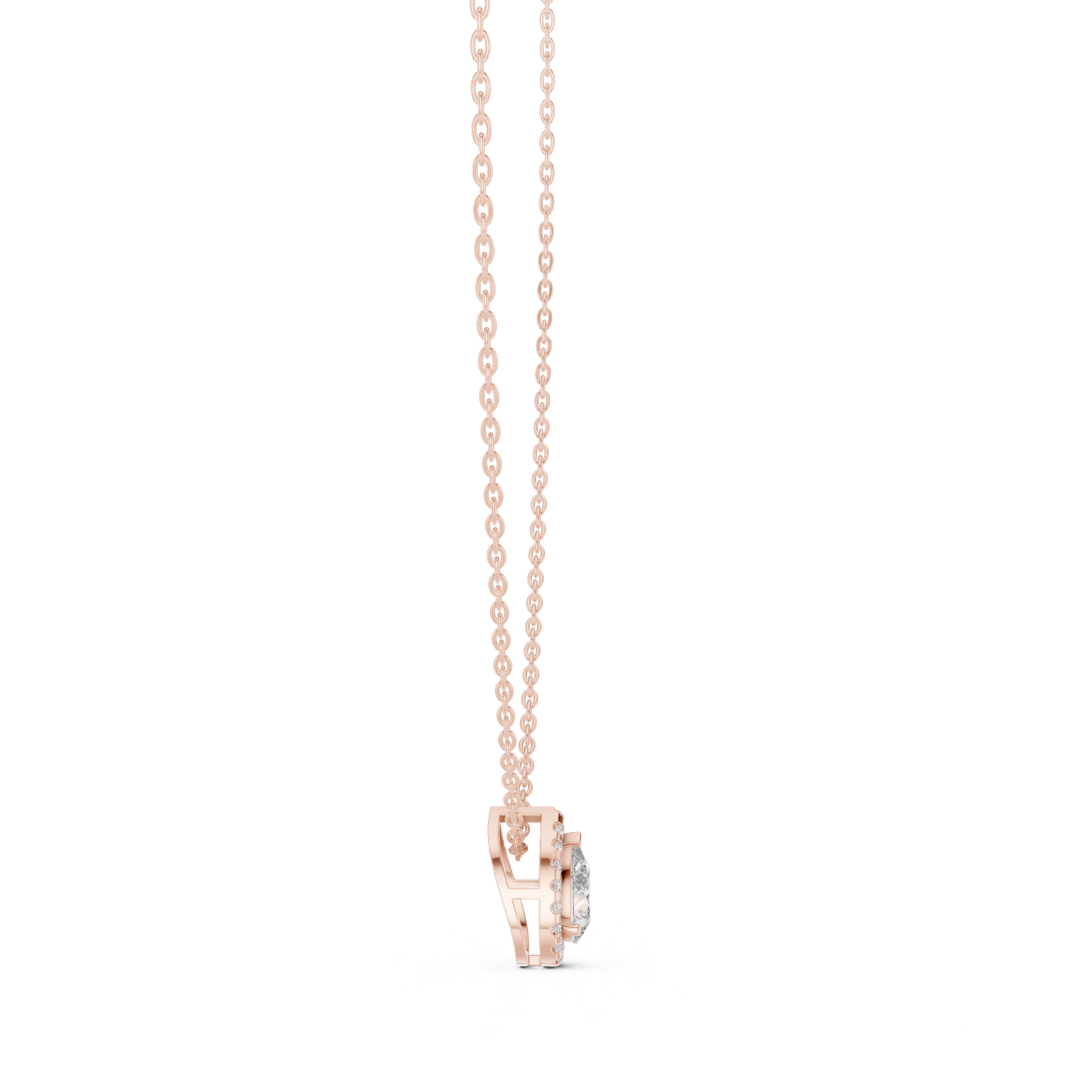 Saphira Pear Halo Pendant