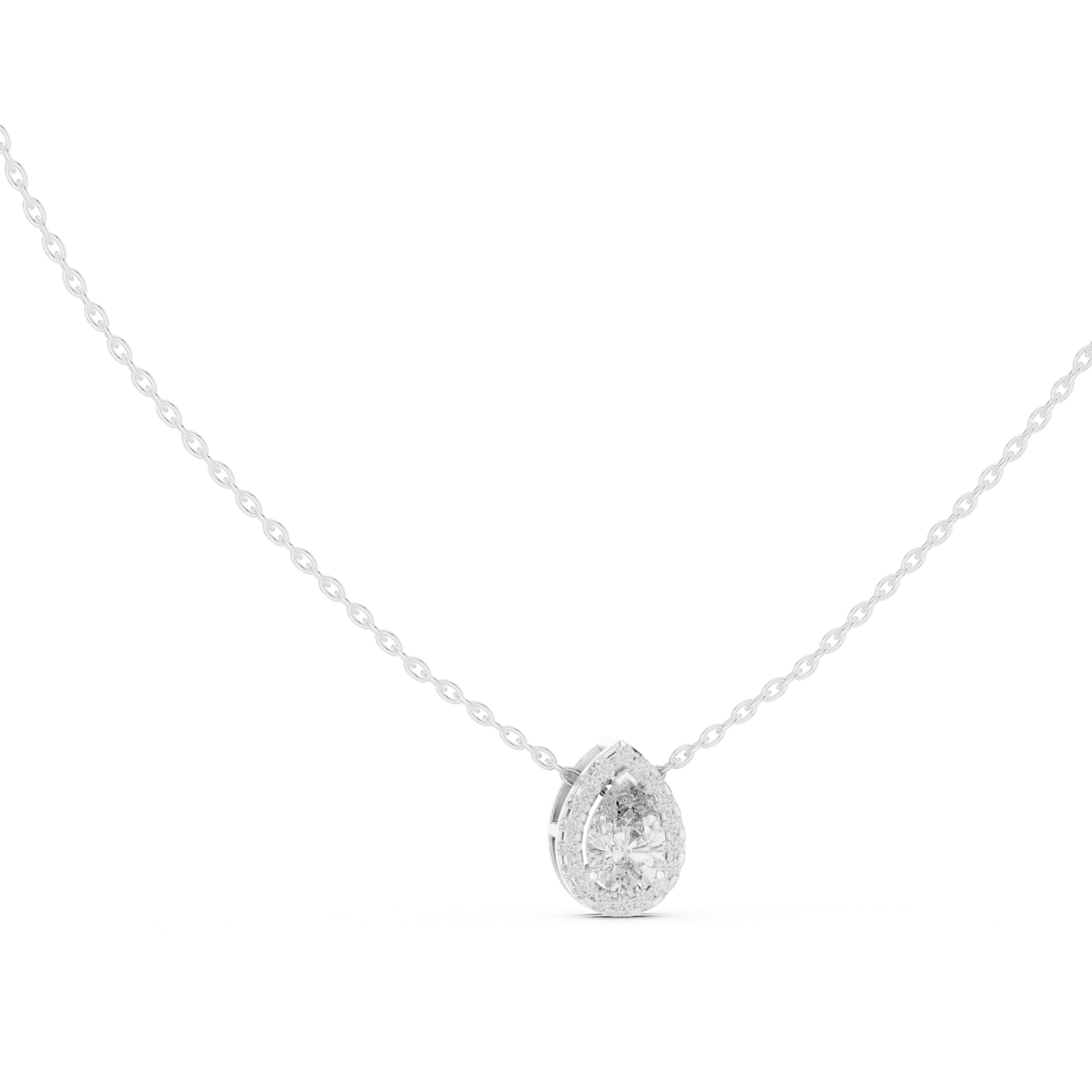 Saphira Pear Halo Pendant