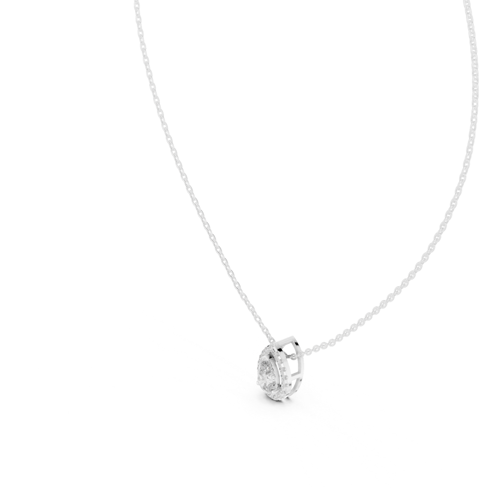 Saphira Pear Halo Pendant
